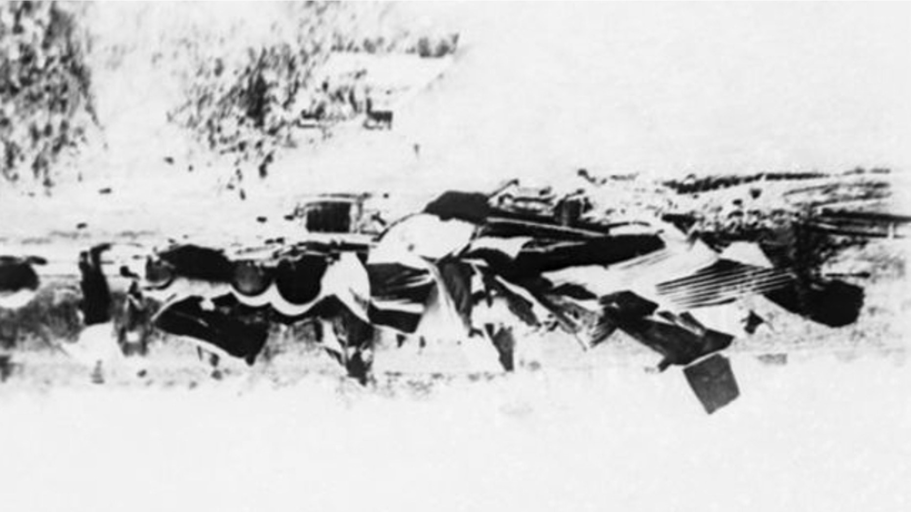 FILE: Sept. 26, 1922: This photo shows the ruins of a powder house which was attacked by striking miners during the 1922 Herrin Massacre in Herrin, Ill.
