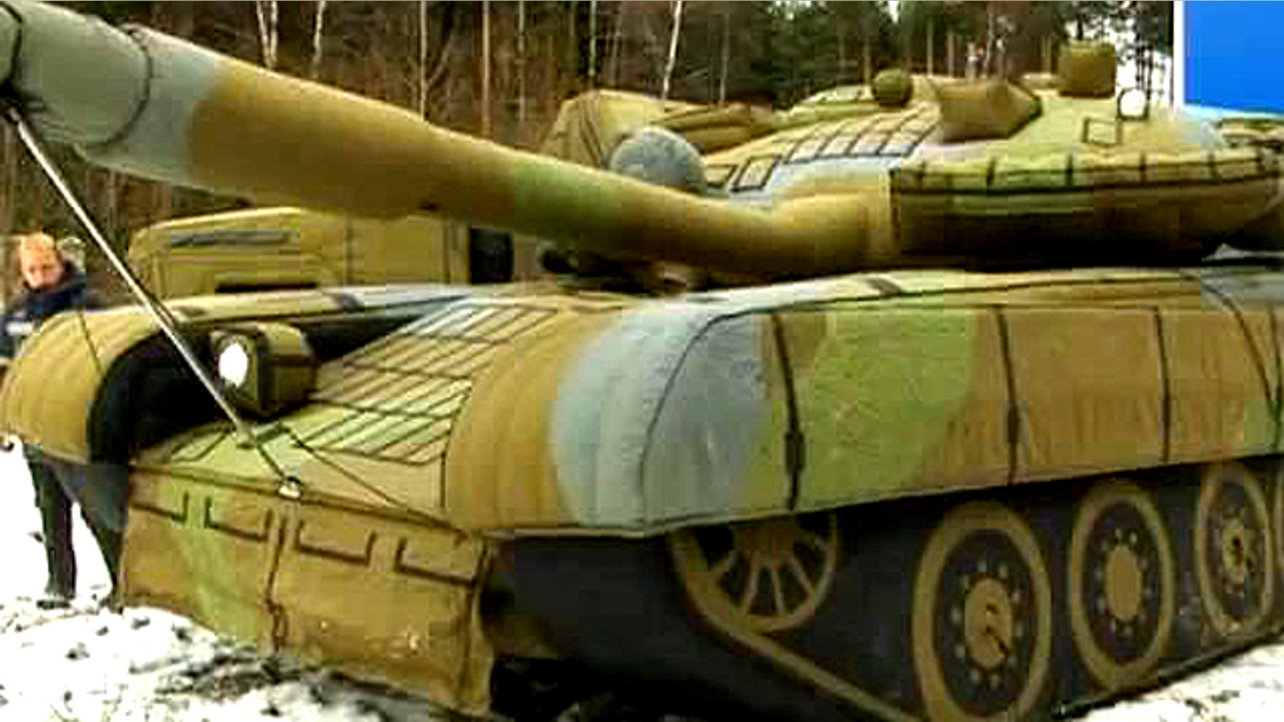 One of Russia's inflatable tanks in action.