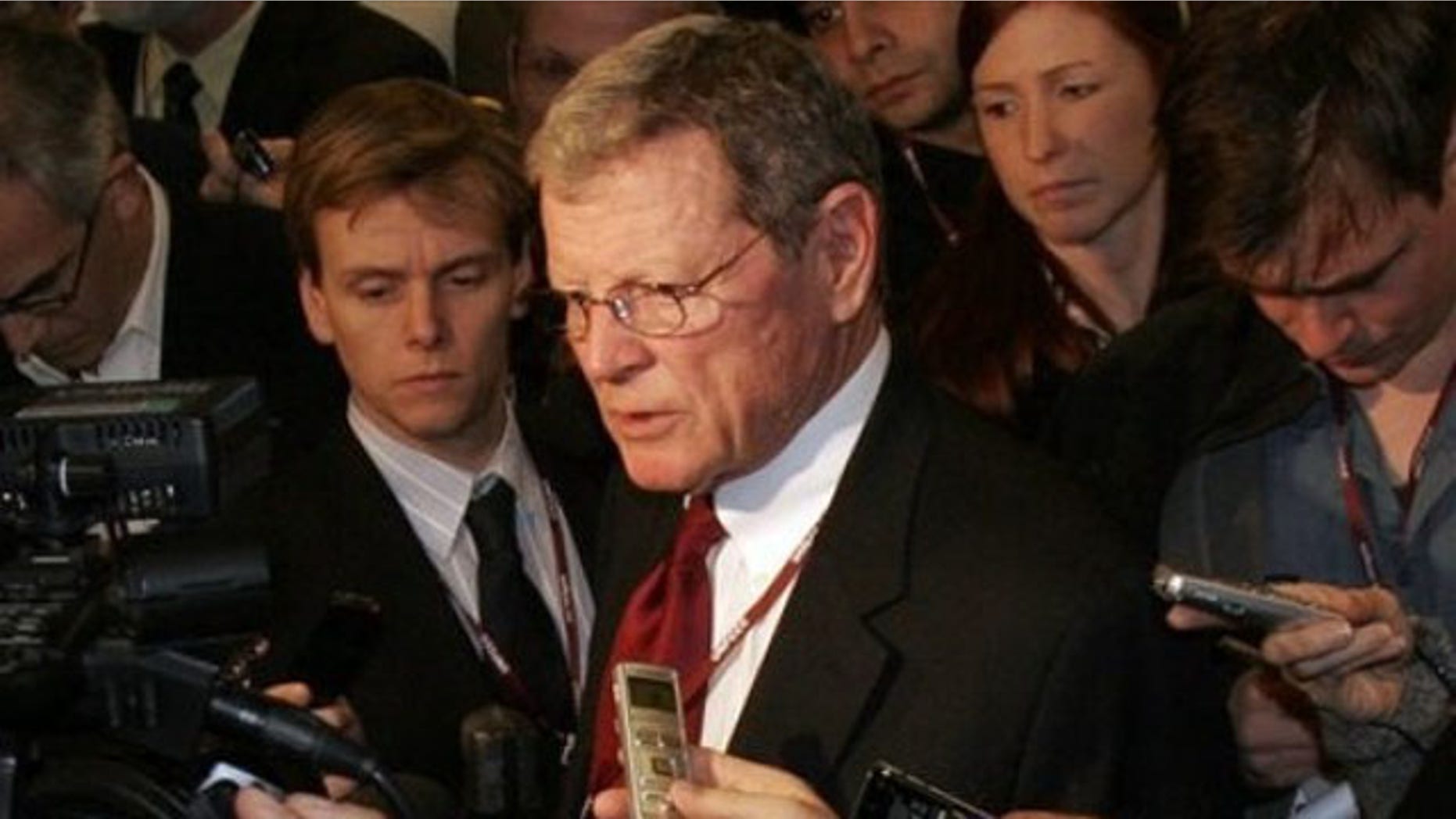 FILE: Dec. 17, 2009: Sen. James Inhofe speaks at a U.N. Climate Summit in Copenhagen.
