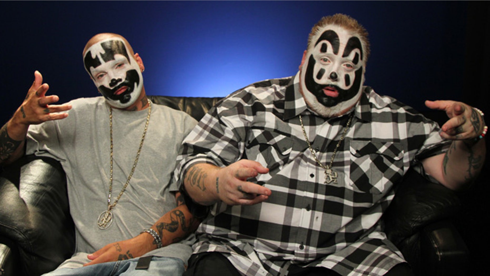 July 29, 2013: This photo shows Joseph Utsler, also known as Shaggy 2 Dope, left, and Joseph Bruce, also known as Violent J, from Insane Clown Posse, in New York.