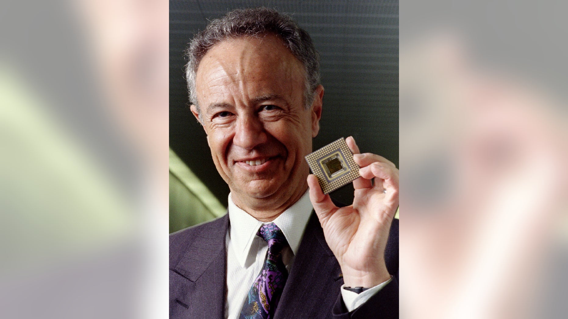 March 22, 1993: Intel Corp. President and CEO Andy Grove shows off the company's long-awaited Pentium microprocessor.