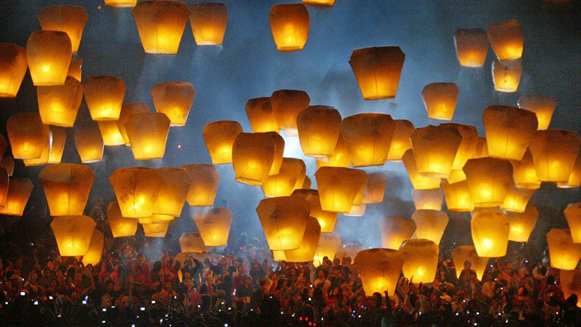The Pingxi International Sky Lantern Festival, Taiwan is held in February.