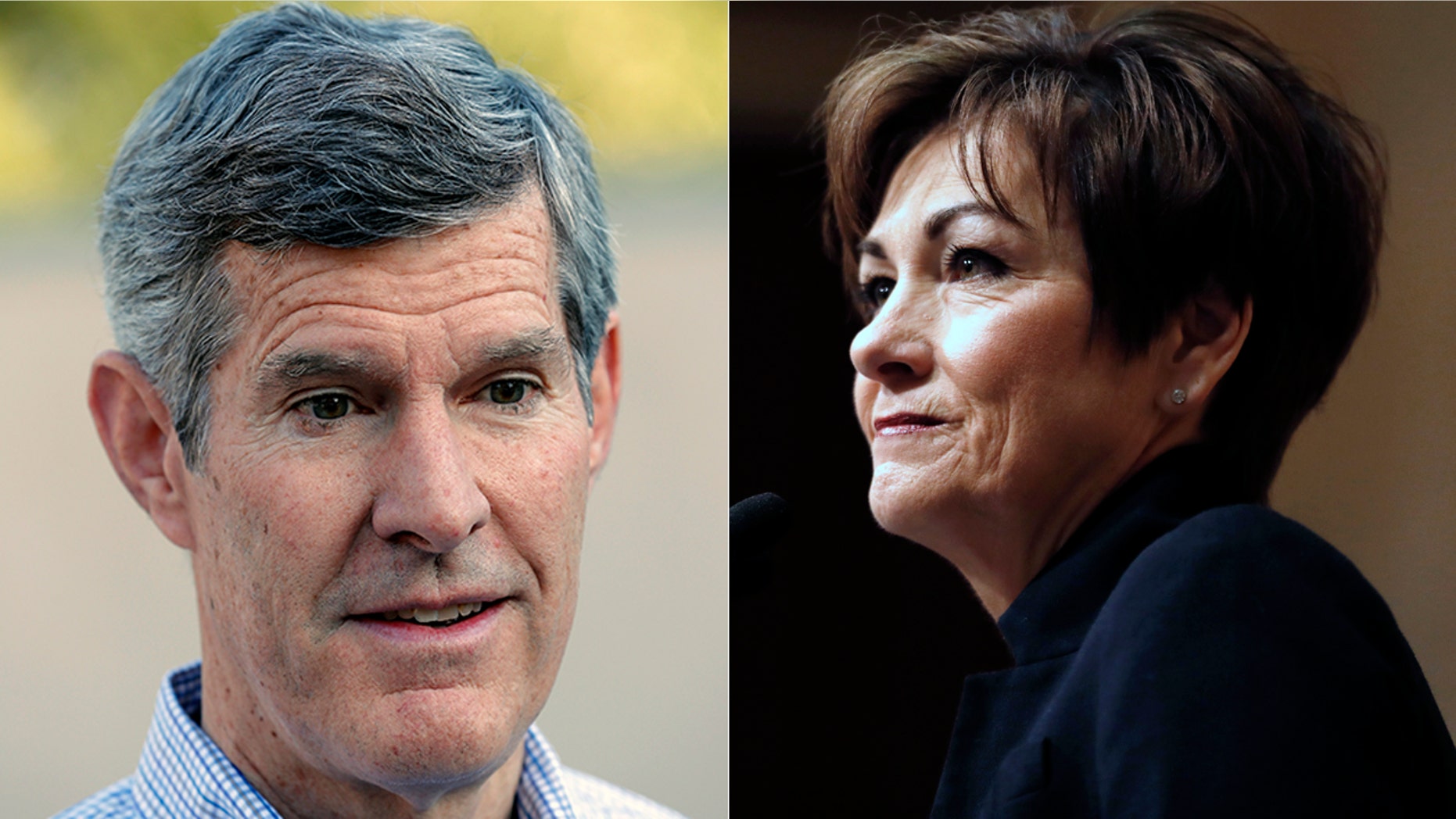 Fred Hubbell, left, and Iowa Gov. Kim Reynolds.