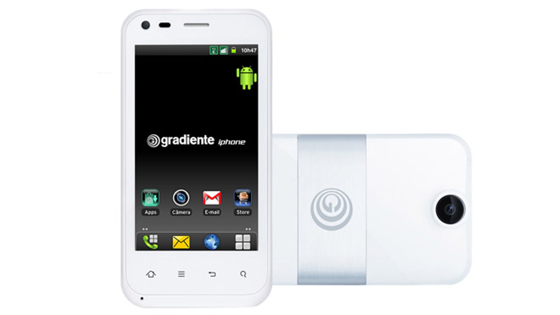 Brazilian tech company Gradiente filed its request to use the iPhone brand in 2000, and currently sells phones like this one with that brand.