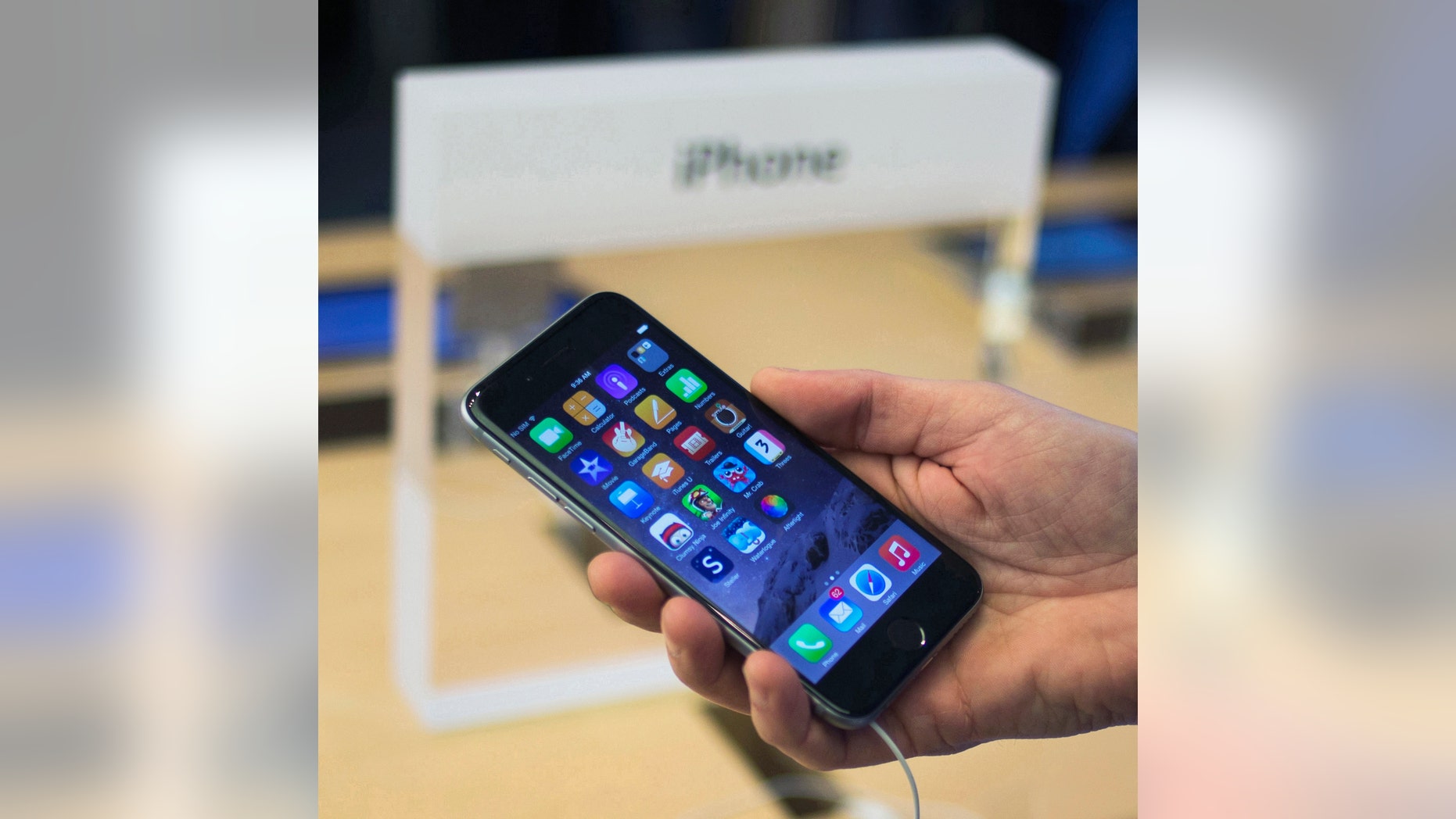 File photo - A customer holds an iPhone 6 on display at the Fifth Avenue Apple store on the first day of sales in Manhattan, New York Sept. 19, 2014. (REUTERS/Adrees Latif)
