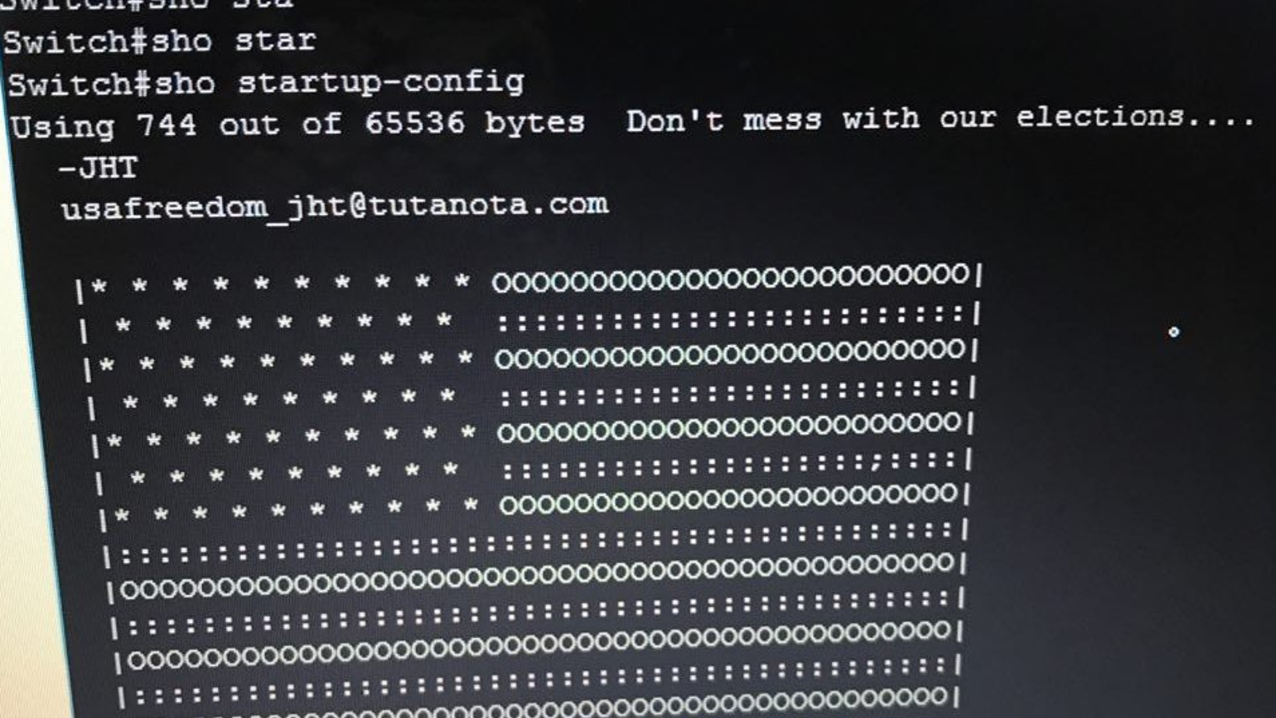 Iran’s IT Minister Mohammad Javad Azari-Jahromi shared a photograph on Twitter showing an infected computer’s screen with the U.S. flag and the hackers’ warning, reading: "Don't mess with our elections".