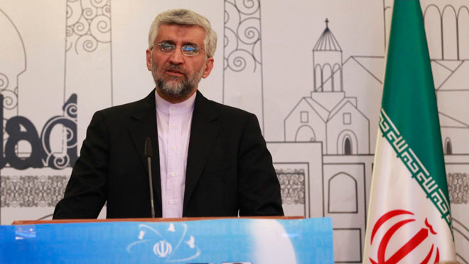 May 24, 2012: Iran's Chief Nuclear Negotiator Saeed Jalili speaks to the media after the U.S. and five other world powers met with Iranian diplomats in Baghdad, Iraq.