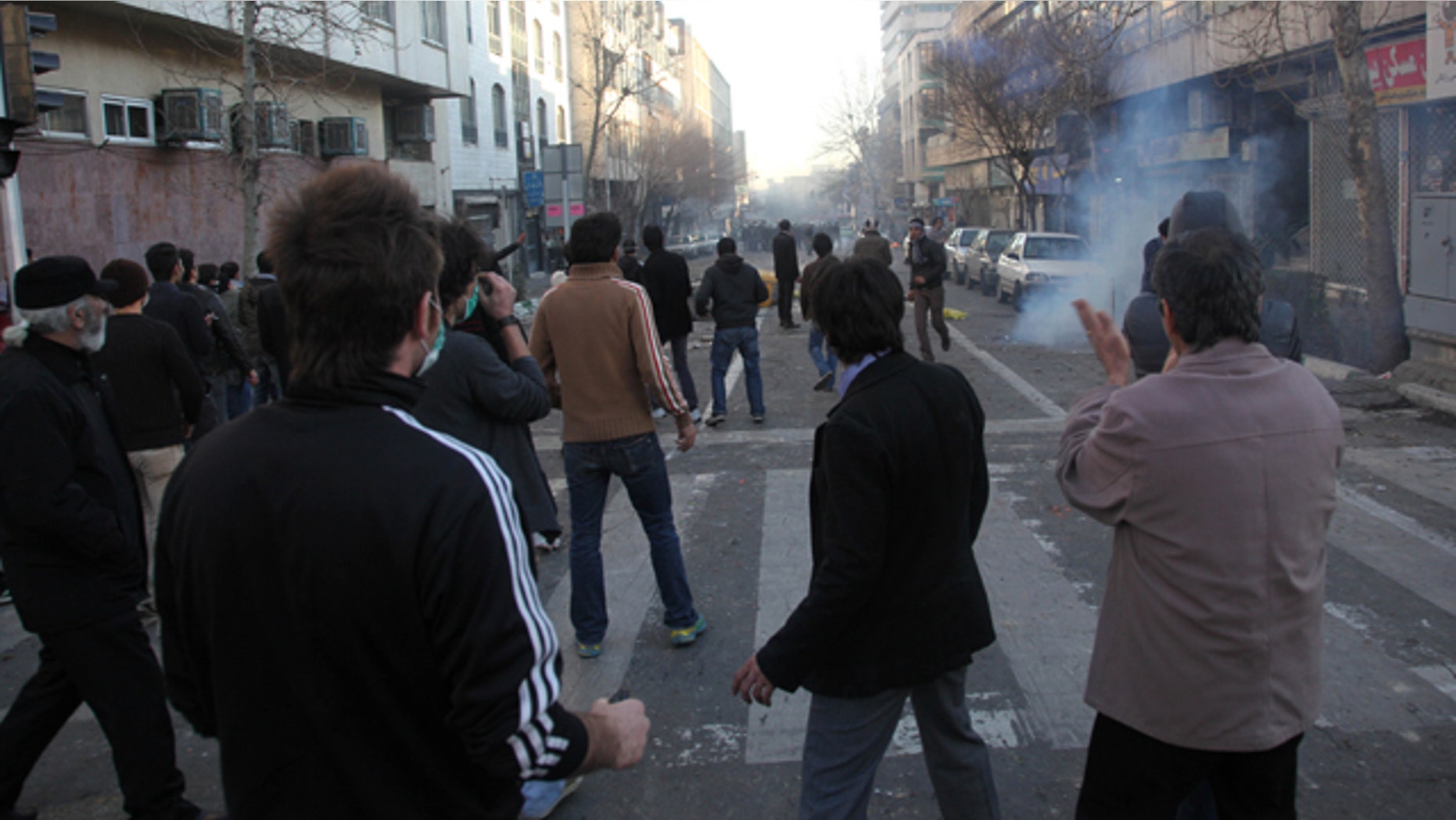 Feb. 14: Iranian protestors attend an anti-government protest in Tehran, Iran. (This photo was taken by an individual not employed by the Associated Press and obtained by the AP.)
