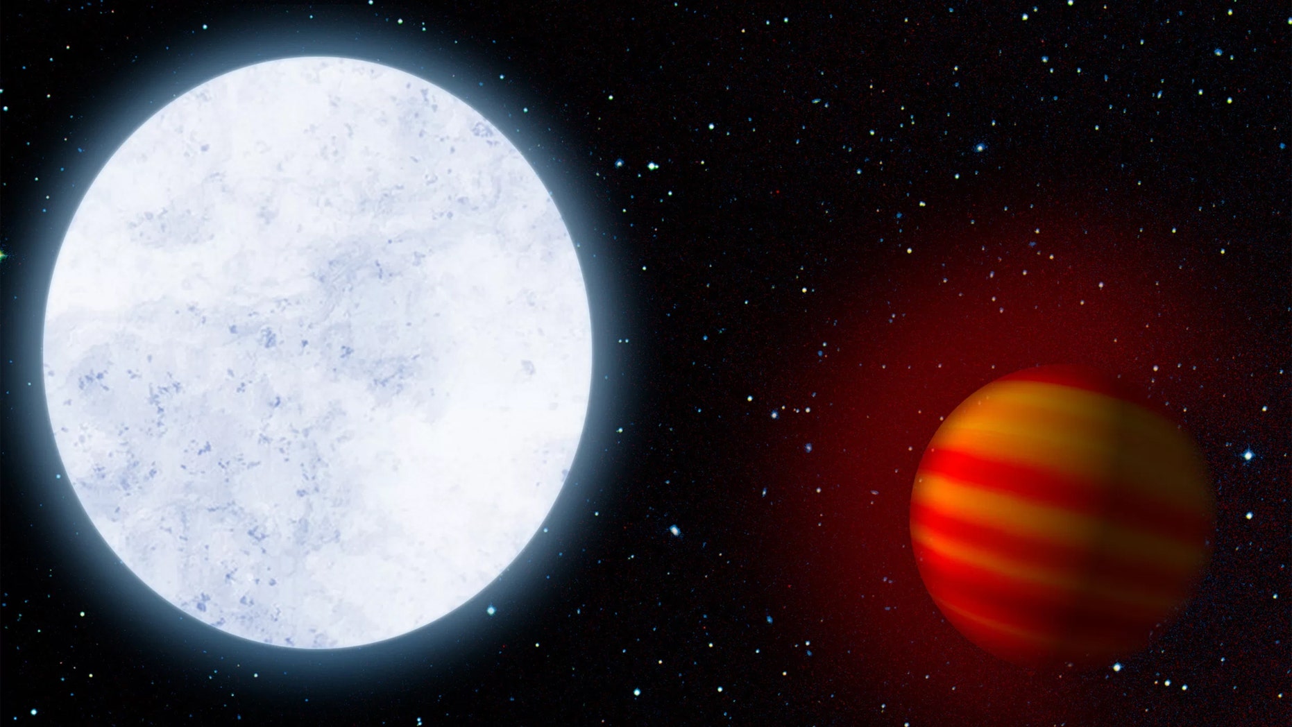 Artist's impression of the star KELT-9 and its planet KELT-9b, the hottest known exoplanet Credit: MPIA