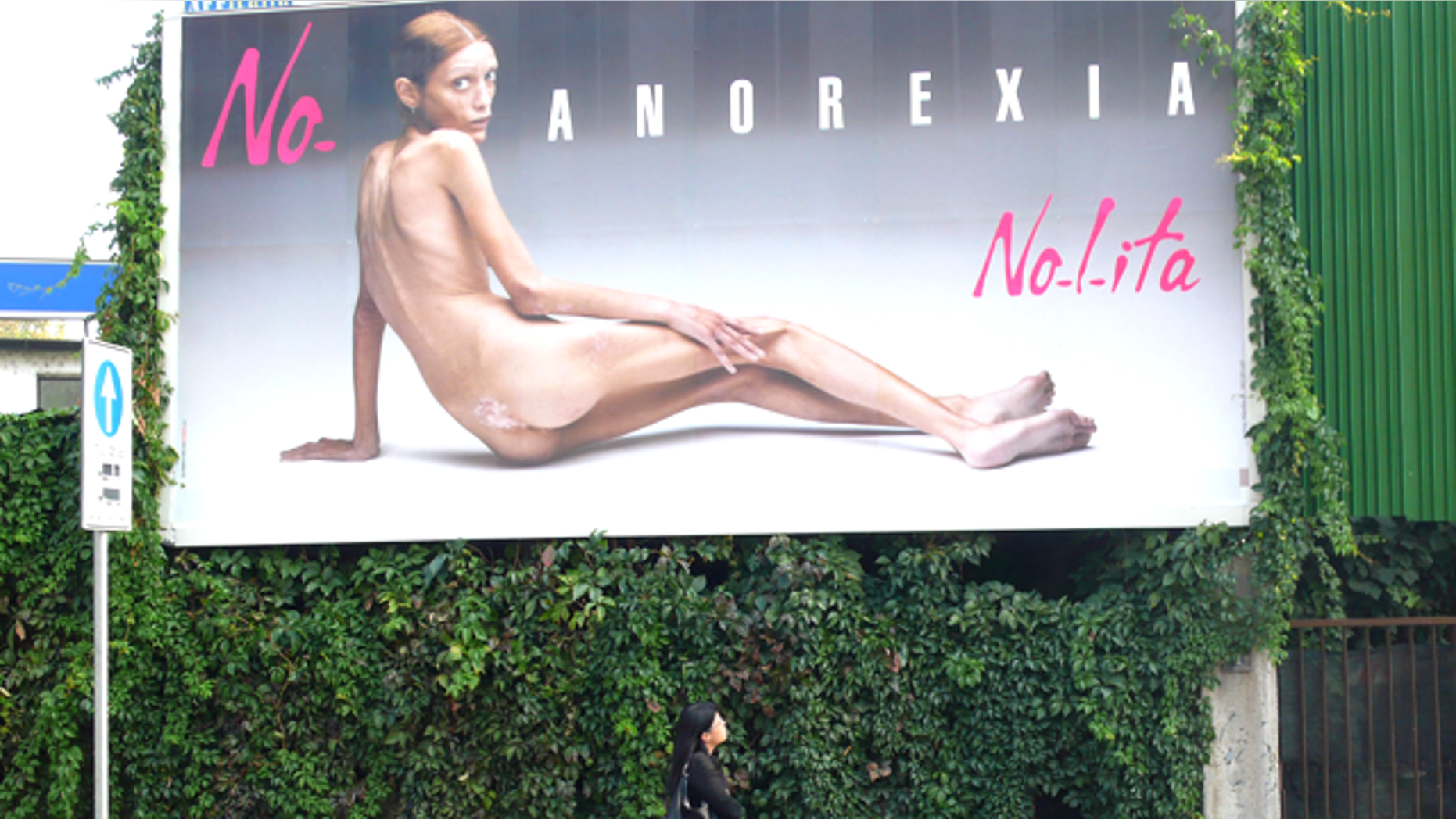 Isabelle Caro in the 'No Anorexia' billboard campaign. (AP)