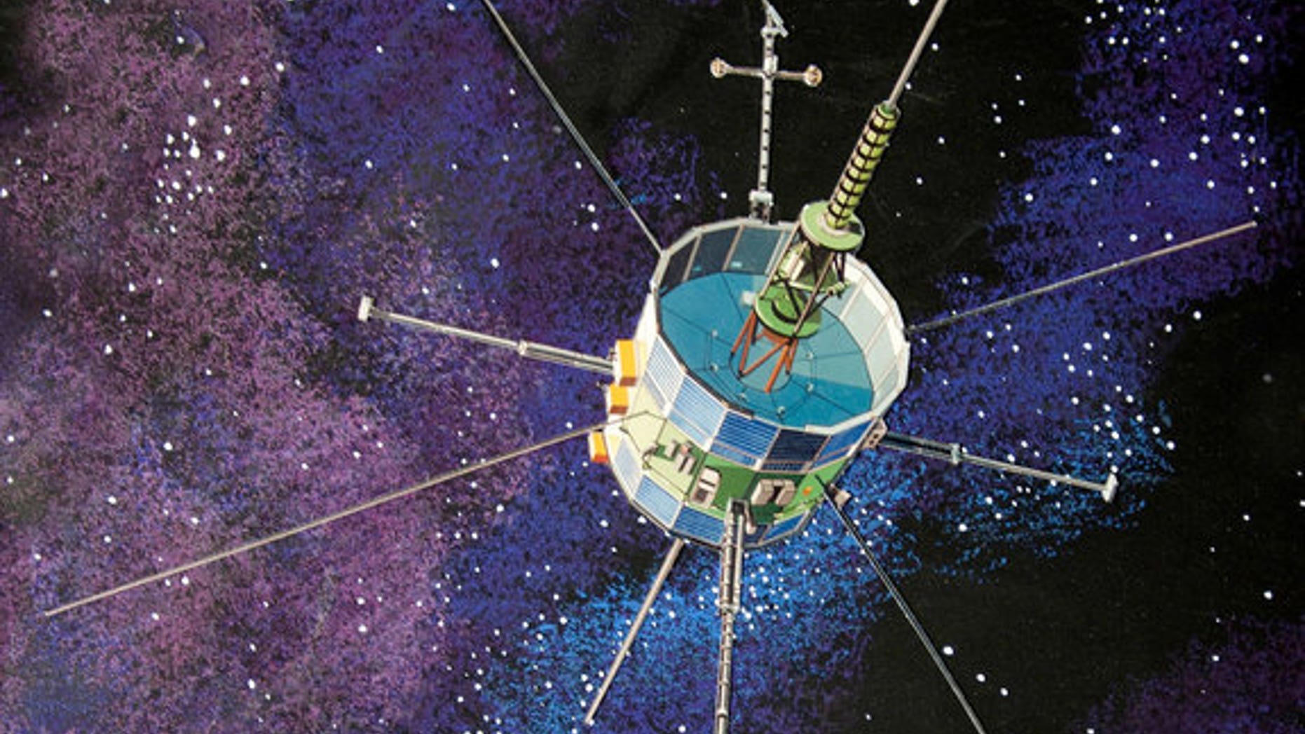 An artist's depiction of NASA's International Sun-Earth Explorer 3 spacecraft as it flies through space. The volunteer ISEE-3 Reboot Project, which hoped to move the probe closer to Earth, now says the spacecraft is out of gas.