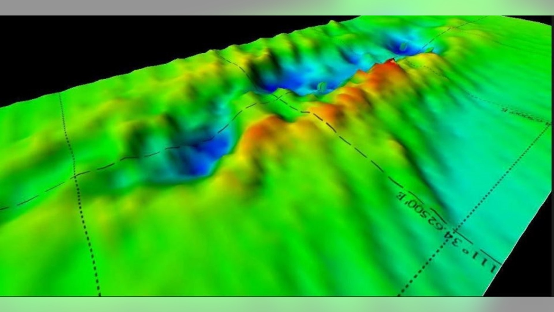 A 3D sonar scan of the remains of British warship HMS Electra, one of several war wrecks in the Java Sea thought to have been plundered by metal scavenging operators.