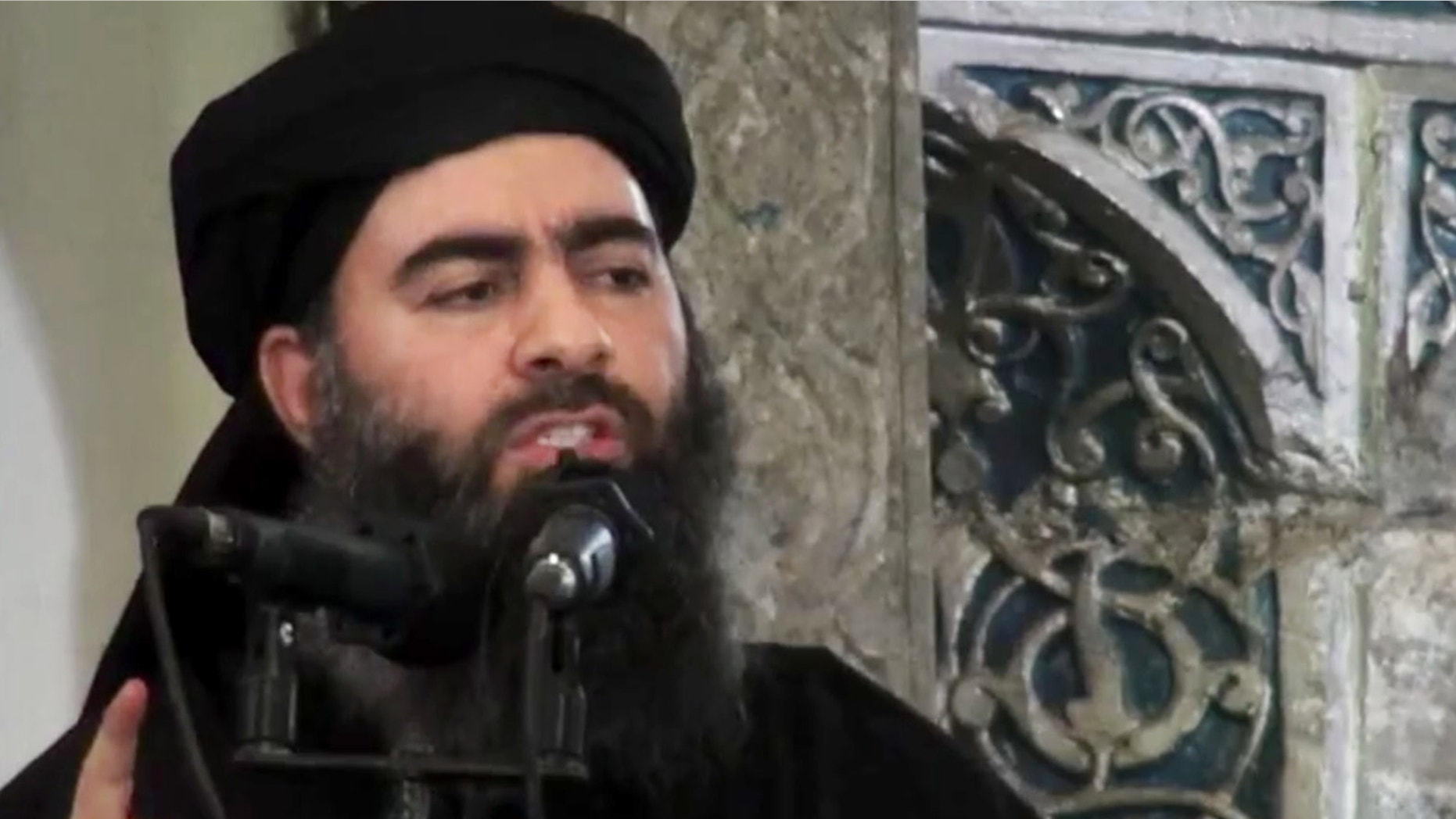 July 5, 2014: The leader of the Islamic State group, Abu Bakr al-Baghdadi, delivering a sermon at a mosque in Iraq.