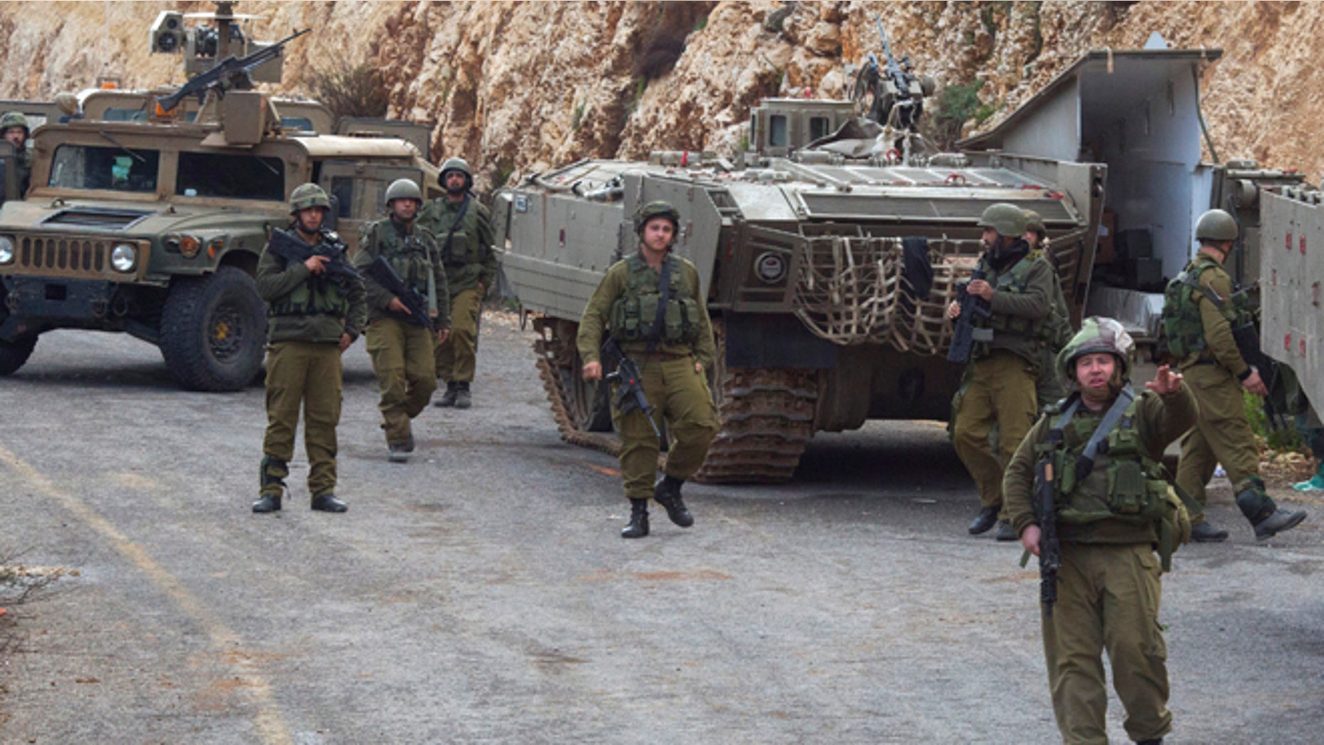 Jan. 28, 2015: Israeli soldiers secure the Israel-Lebanon border. The Lebanese Hezbollah group is claiming responsibility for todays attack on an Israeli military convoy. Hezbollah claims the attack destroyed a number of Israeli vehicles and caused casualties among "enemy ranks." Israel later fired at least 35 artillery shells into Lebanon.