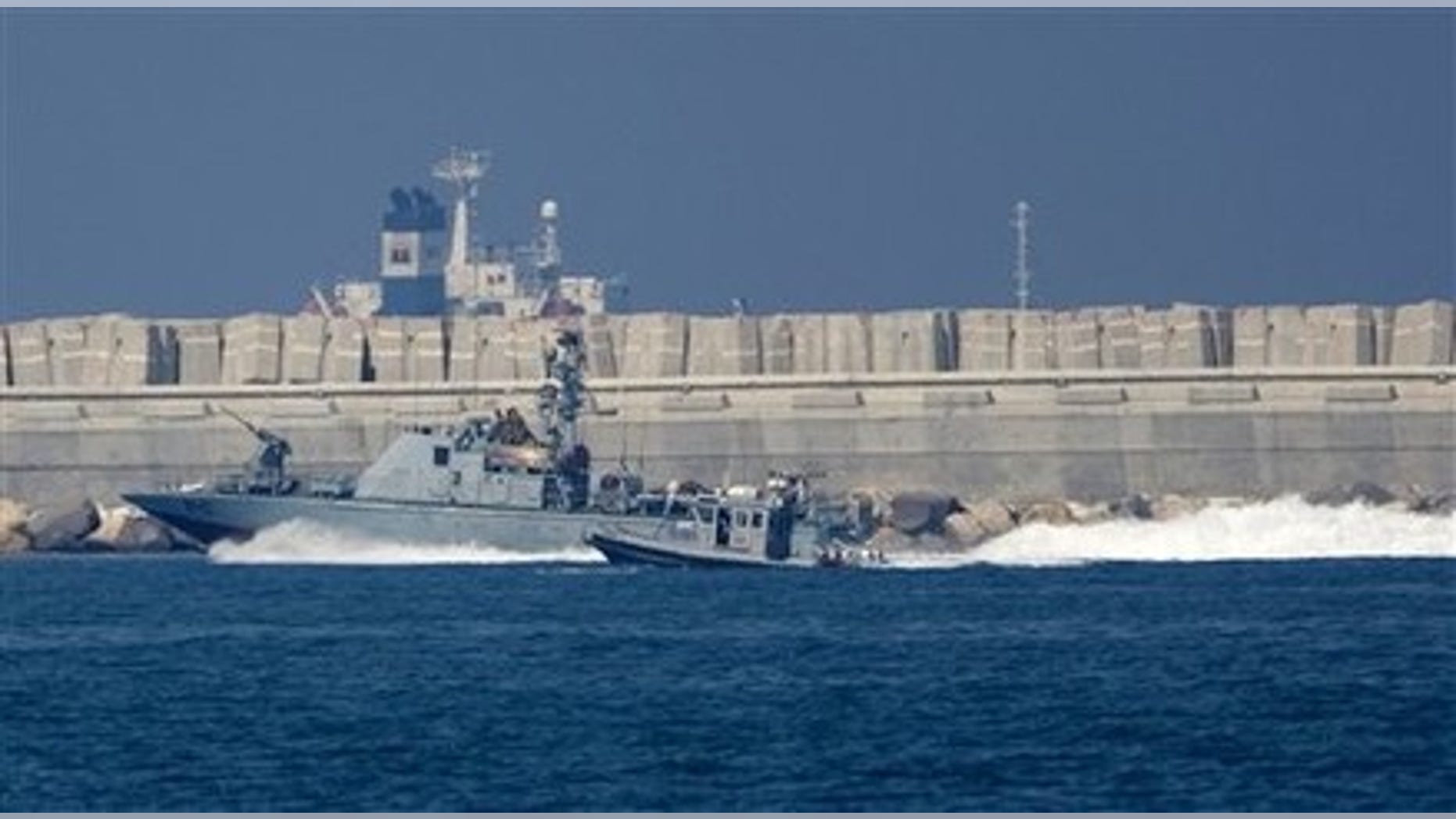 May 31: An Israeli armed naval boat sails into the port of Ashdod in the Mediterranean Sea, southern Israel.
