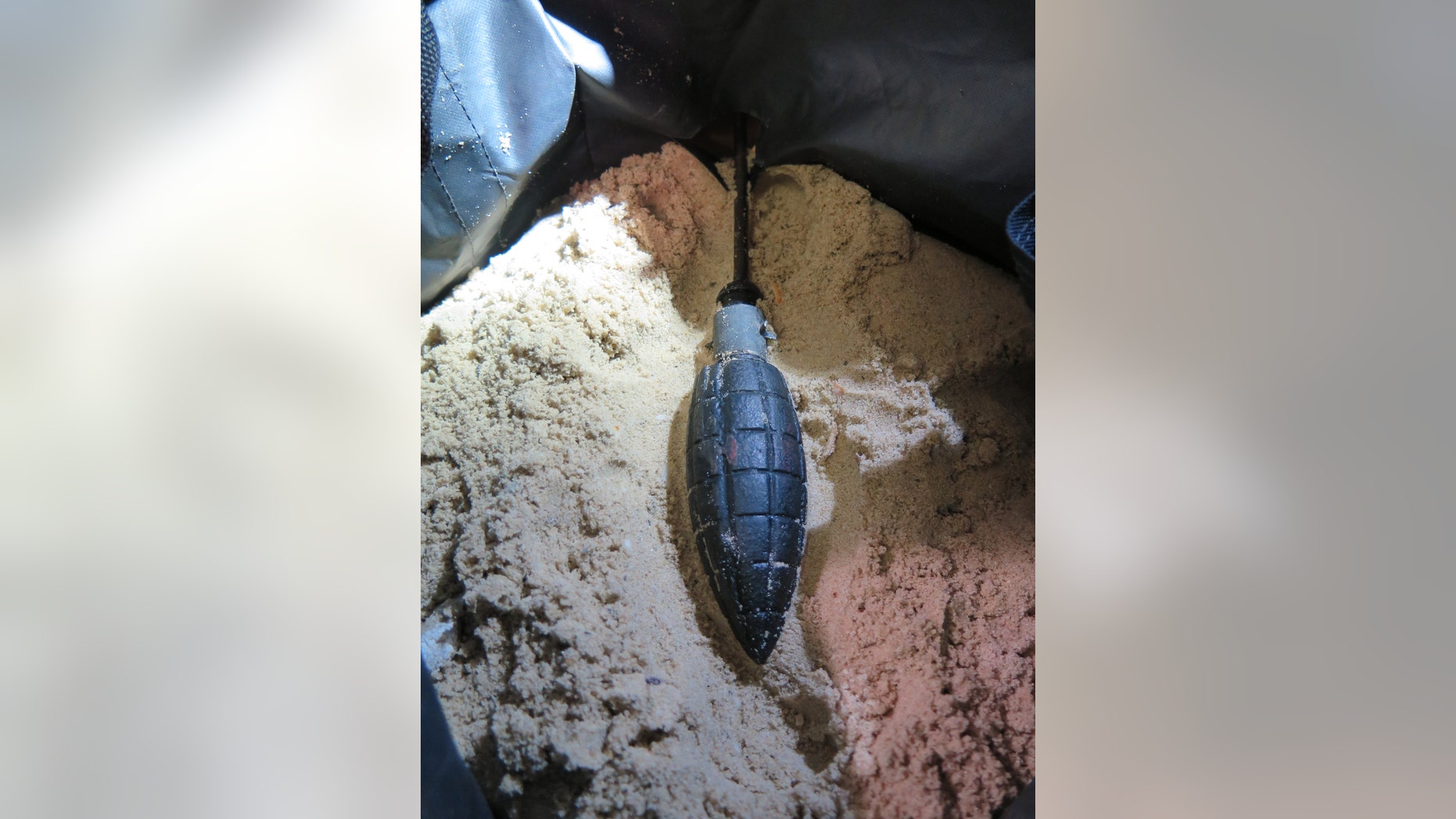 The live 90-year-old grenade found in a cupboard at Tel Aviv's Haganah Museum (Israel Police).