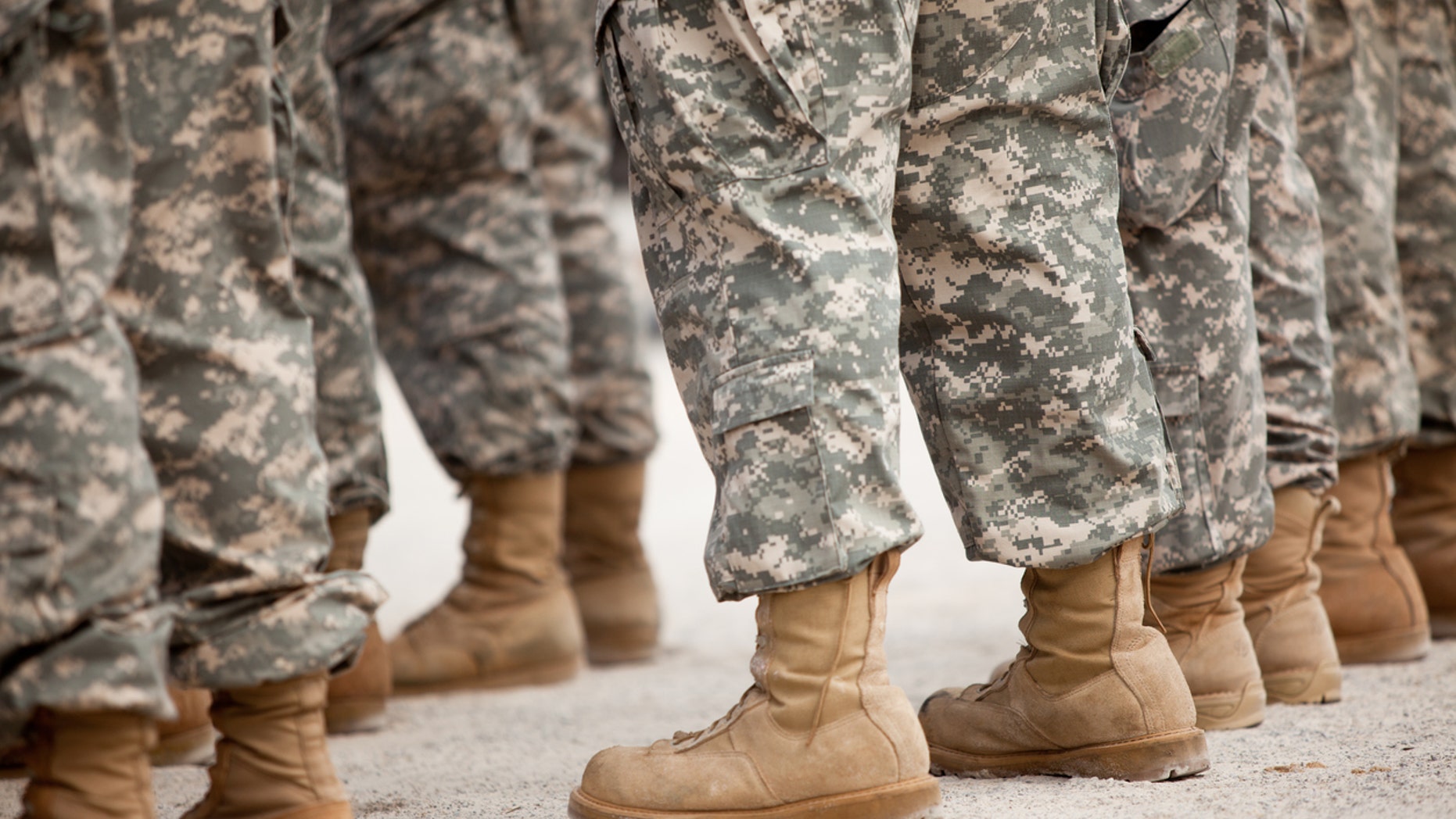 Troops in formation.