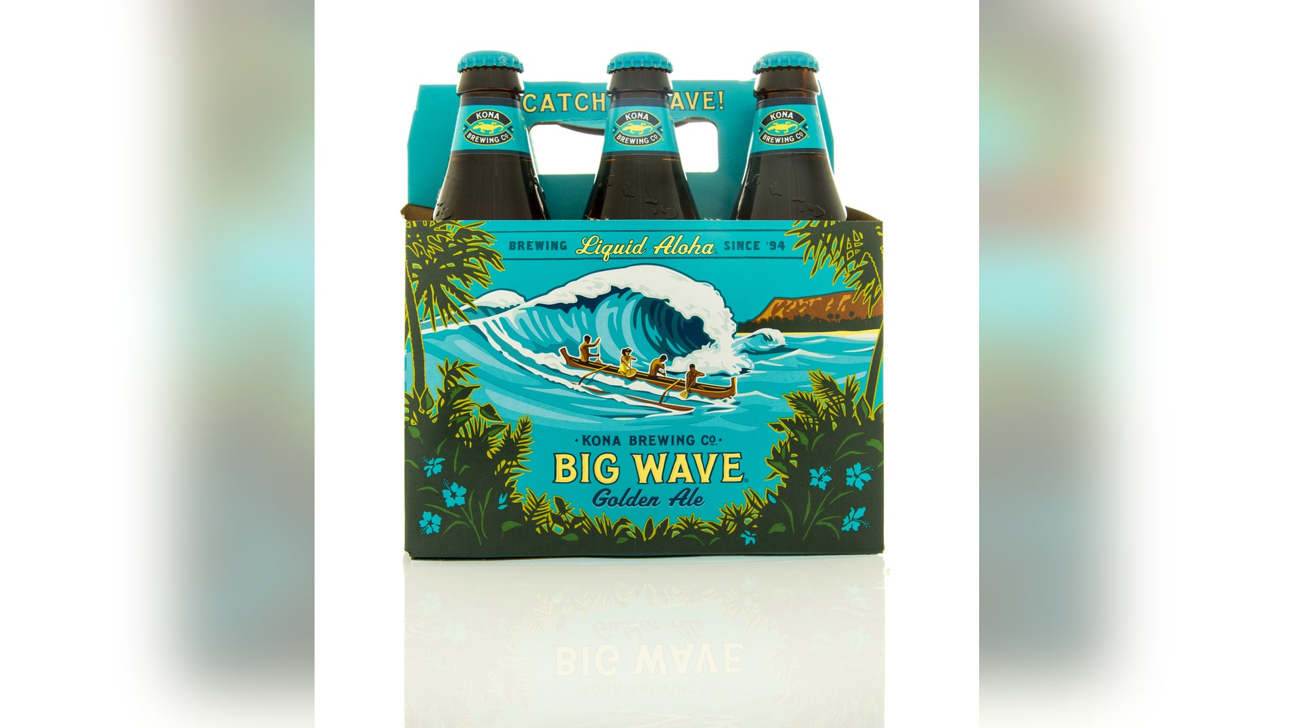 Winneconne, WI, USA - 9 March 2016: Six pack of Big Wave beer from the Kona brewing company