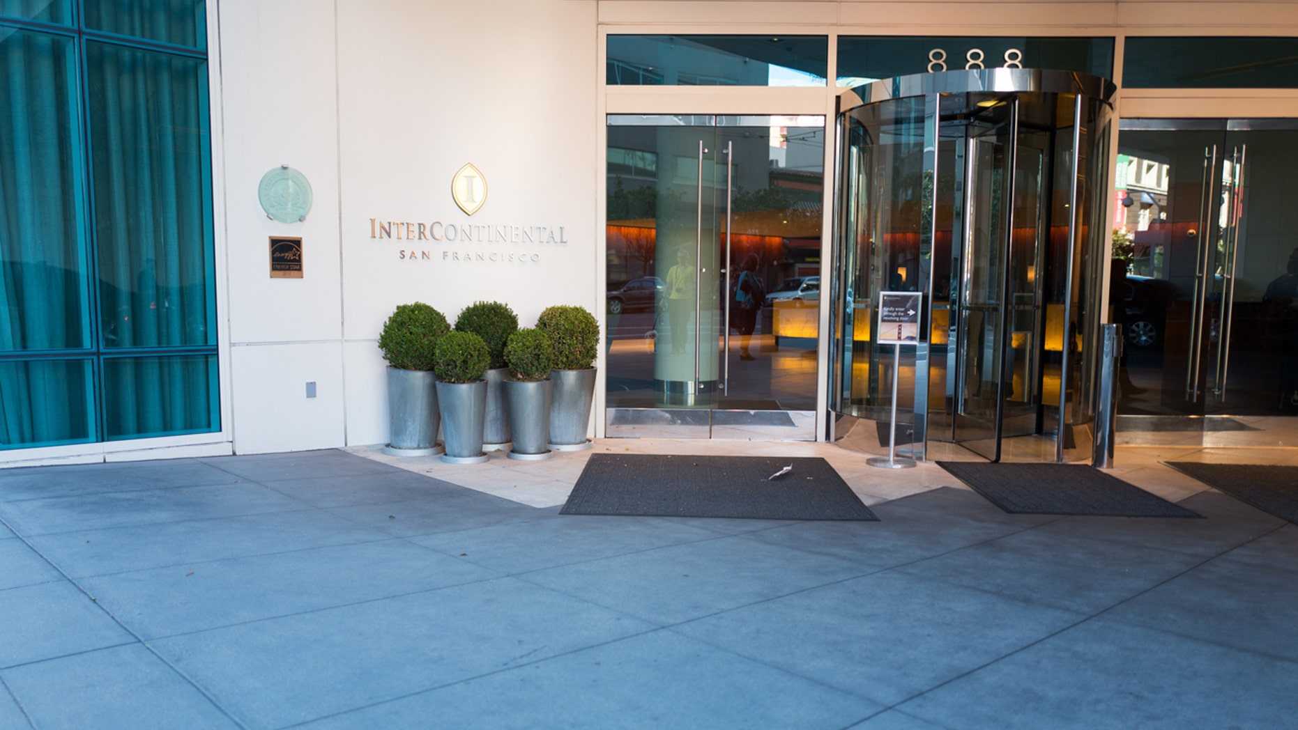 San Francisco, United States - July 1, 2016: Entryway to the Intercontinental Hotel in the South of Mission (SoMA) neighborhood of San Francisco, California