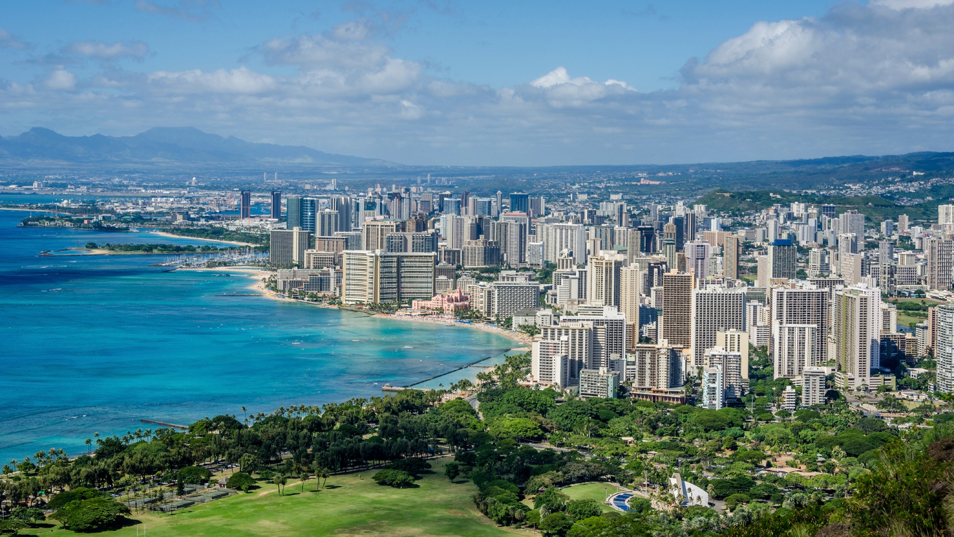 The Waikiki neighborhood in Honolulu, Hawaii