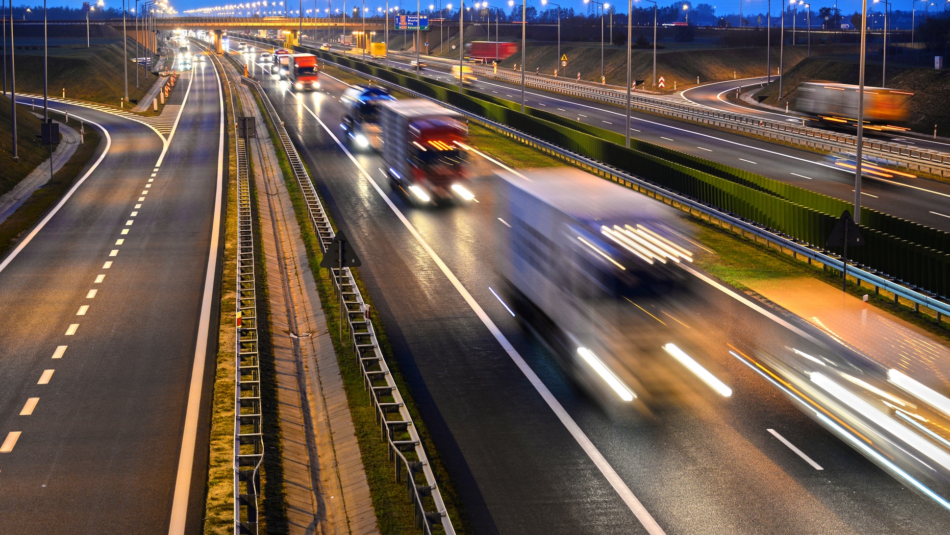 Four lane controlled-access highway in Poland.