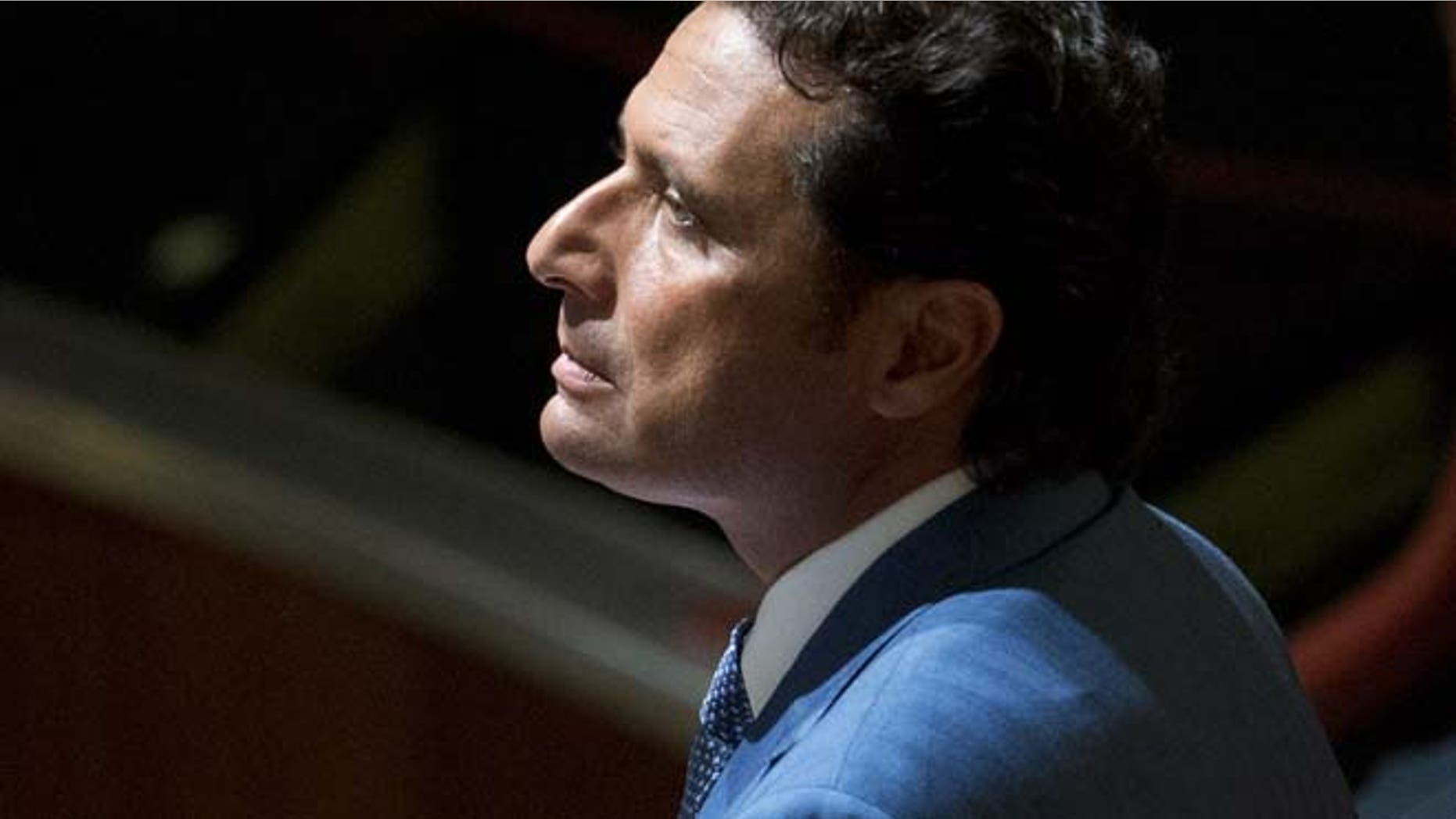 Sept. 24, 2013: In this file photo, Captain Francesco Schettino waits for the arrival of the judges in the court room of the converted Teatro Moderno theater at the end of a pause of his trial, in Grosseto, Italy. (AP)