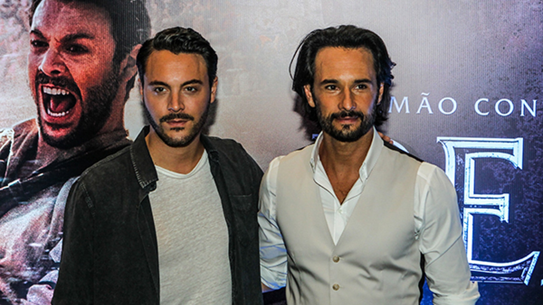 The actors Rodrigo Santoro (R) and Jack Huston during the lauch of the movie "Ben-Hur" in Sao Paulo, Brazil, on August 2, 2016. Photo: RAFAEL ARBEX/ESTADAO CONTEUDO (Agencia Estado via AP Images)