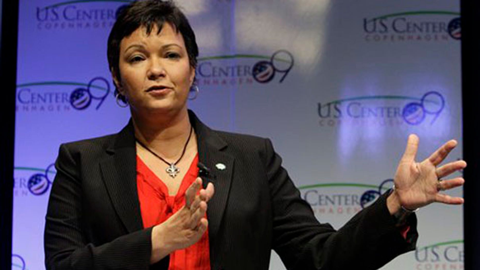 EPA Administrator Lisa Jackson gestures during a briefing in the U.S. center at the Climate Conference in Copenhagen Dec. 9. (AP Photo)