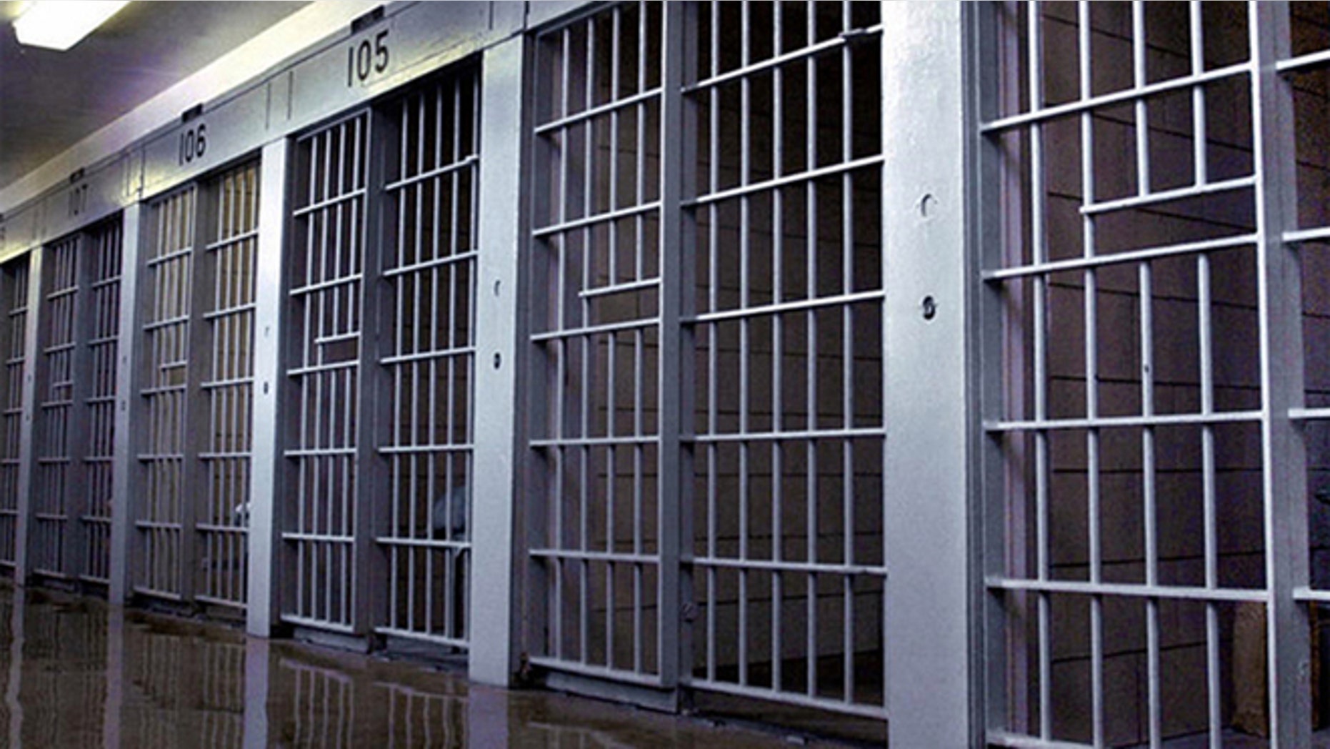 Prison bars are shown.