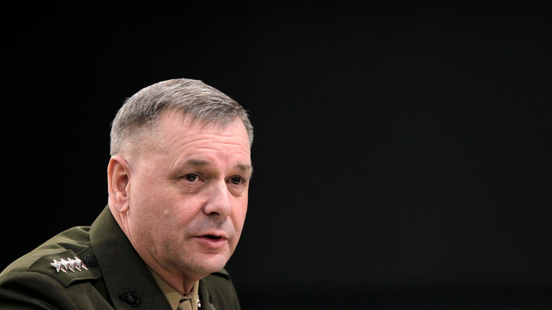 Joint Chiefs Vice Chairman Gen. James E. Cartwright takes part in media briefing at the Pentagon, Friday, Jan. 28, 2011. (AP)