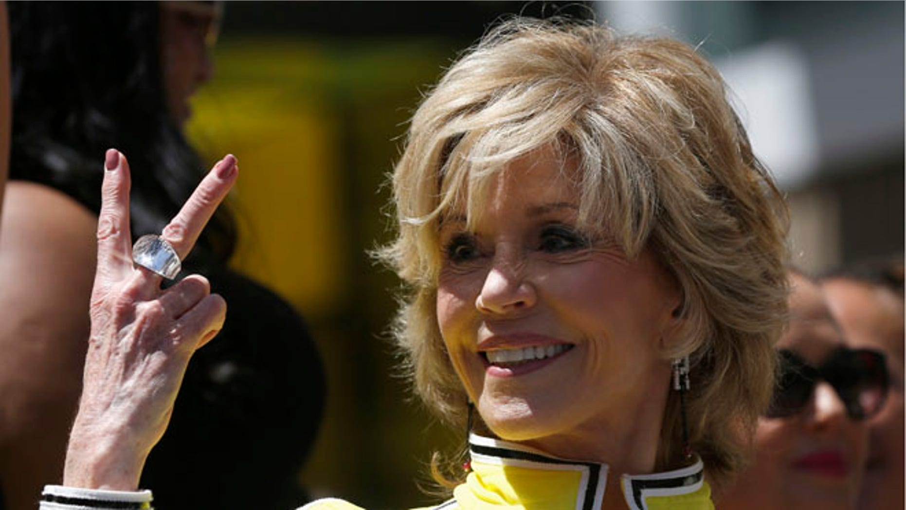 June 20, 2013: Actress Jane Fonda gestures at the ceremony where singer and actress Jennifer Lopez was honored with a star on the Walk of Fame in Hollywood, Calif.