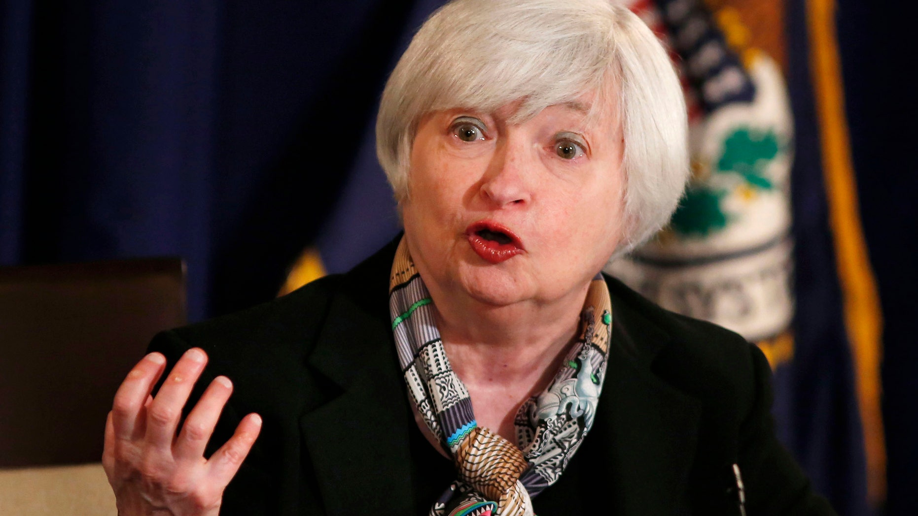 Federal Reserve Chair Janet Yellen talks at a news conference following the March 2014 Federal Open Market Committee meeting while at the Board of Governors of the Federal Reserve Sysytem in Washington, March 19, 2014.