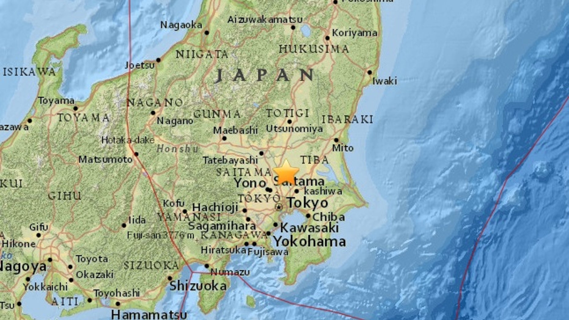 The quake was centered nearly 60 miles northeast of Tokyo.