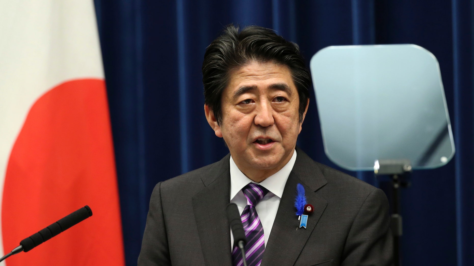 July 2, 2014: Japanese Prime Minister Shinzo Abe speaks during a press conference at his official residence in Tokyo.
