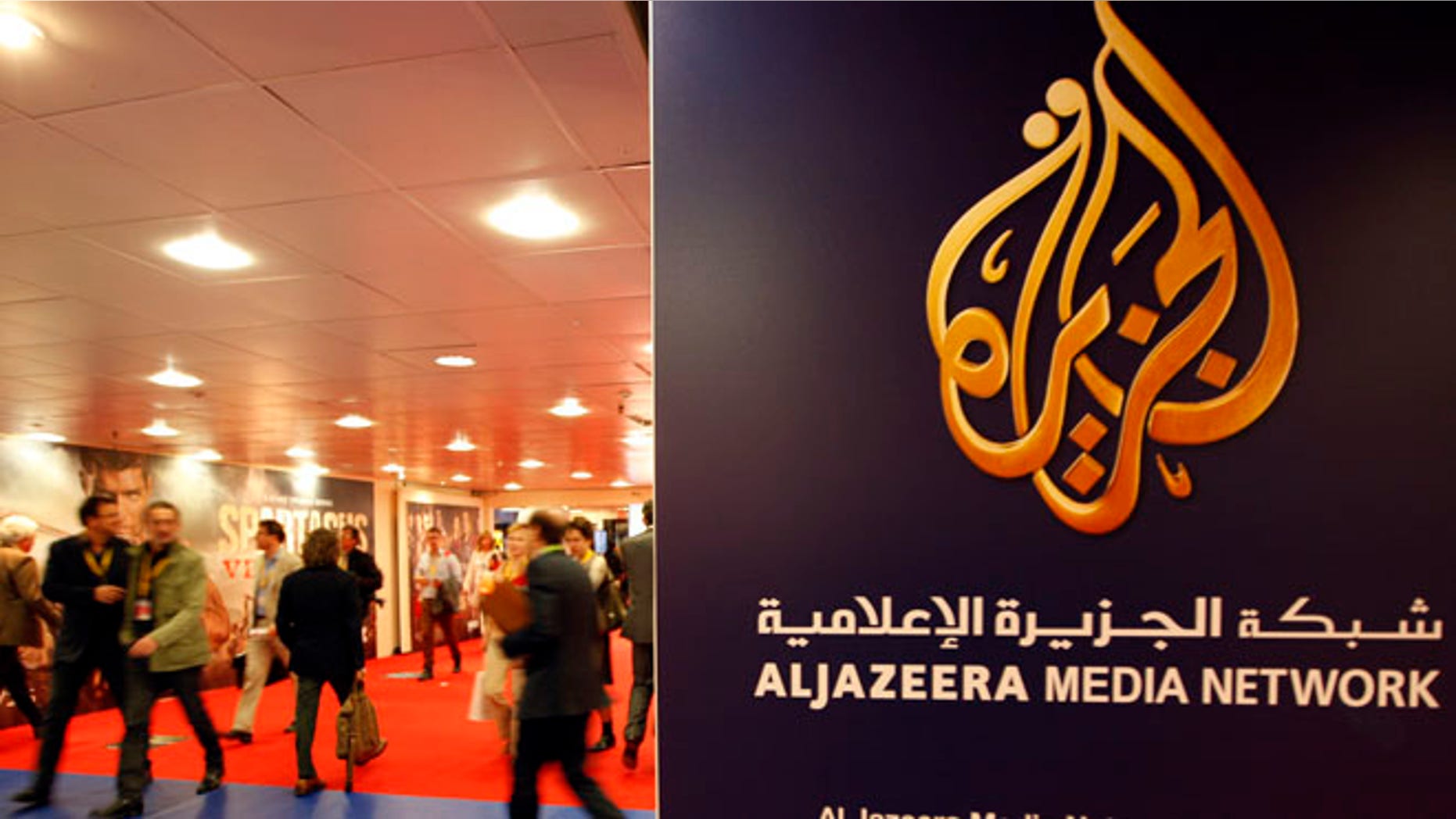 Apr. 2, 2012: The logo of Al Jazeera Media Network is seen at the MIPTV, the International Television Programs Market, event. (Reuters)