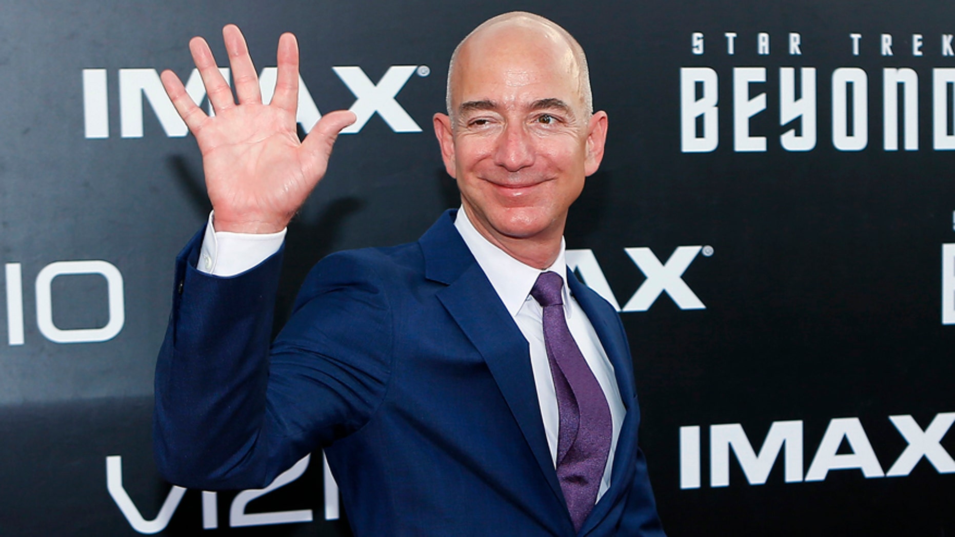 File photo: CEO of Amazon.com Jeff Bezos arrives for the world premiere of "Star Trek Beyond" at Comic Con in San Diego, California U.S., July 20, 2016. (REUTERS/Mike Blake)