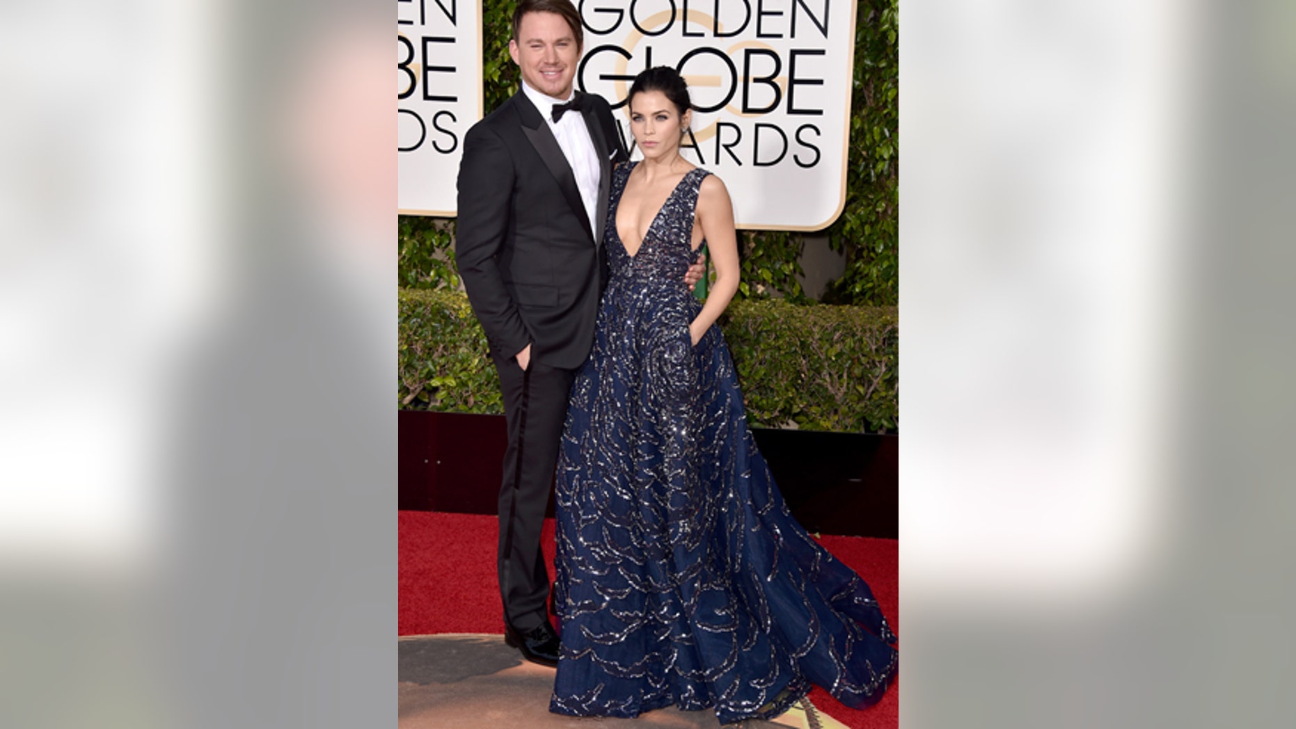 Channing Tatum, left, and Jenna Dewan Tatum arrive at the 73rd annual Golden Globe Awards on Sunday, Jan. 10, 2016, at the Beverly Hilton Hotel in Beverly Hills, Calif. (Photo by Jordan Strauss/Invision/AP)