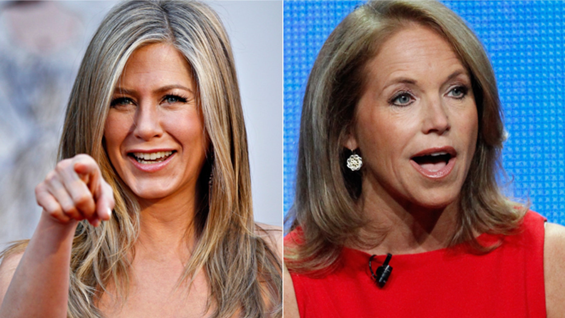 Jennifer Aniston, left, and Katie Couric are shown.