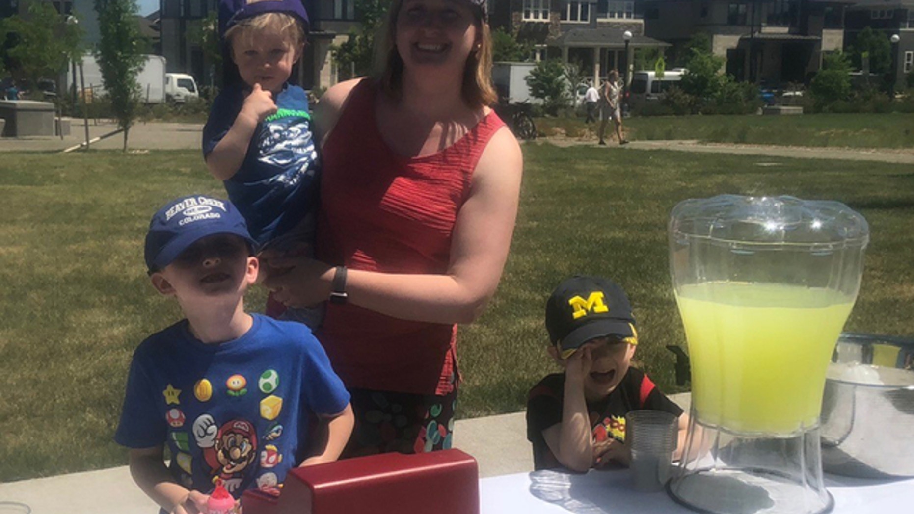 Jennifer Knowles, shown with her sons, says a neighbor complained about her the boys' lemonade stand.