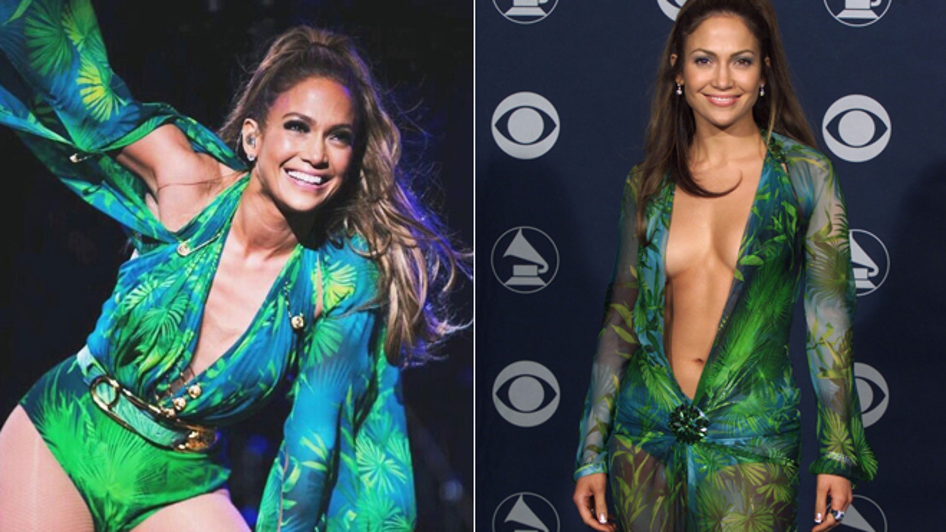 Jennifer Lopez Revisits Memorable Plunging Grammys Dress Fox News 