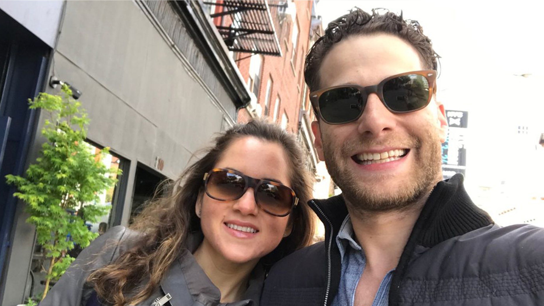 Jeremy Goldberg and his wife Paola, both 35, were celebrating their anniversary when he was jumped by a crazed man in New York.