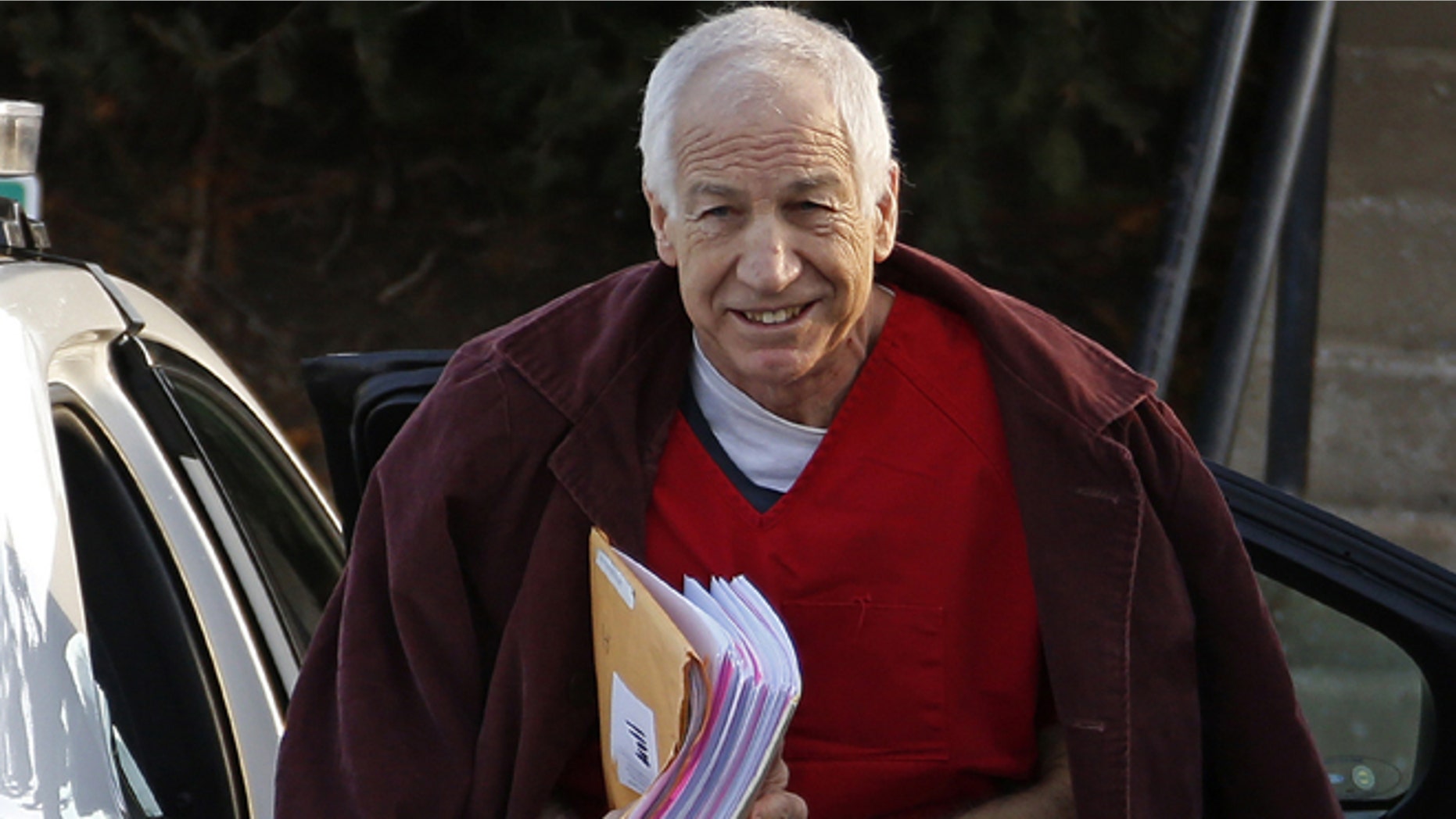 Jan. 10, 2013: Former Penn State assistant football coach Jerry Sandusky arrives at the Centre County Courthouse for a post-sentencing hearing in Bellefonte, Pa.