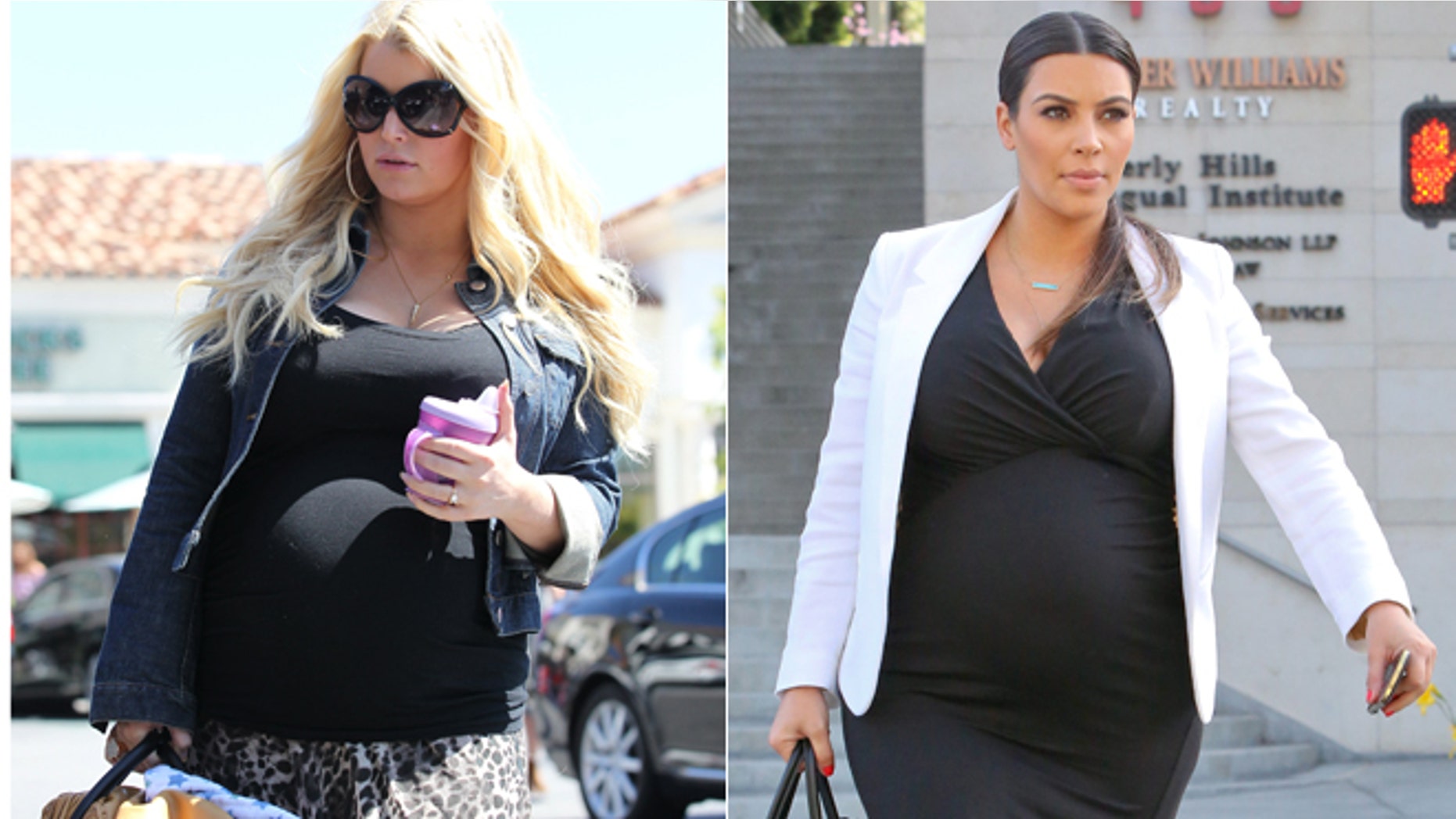 Jessica Simpson, left, and Kim Kardashian, right.