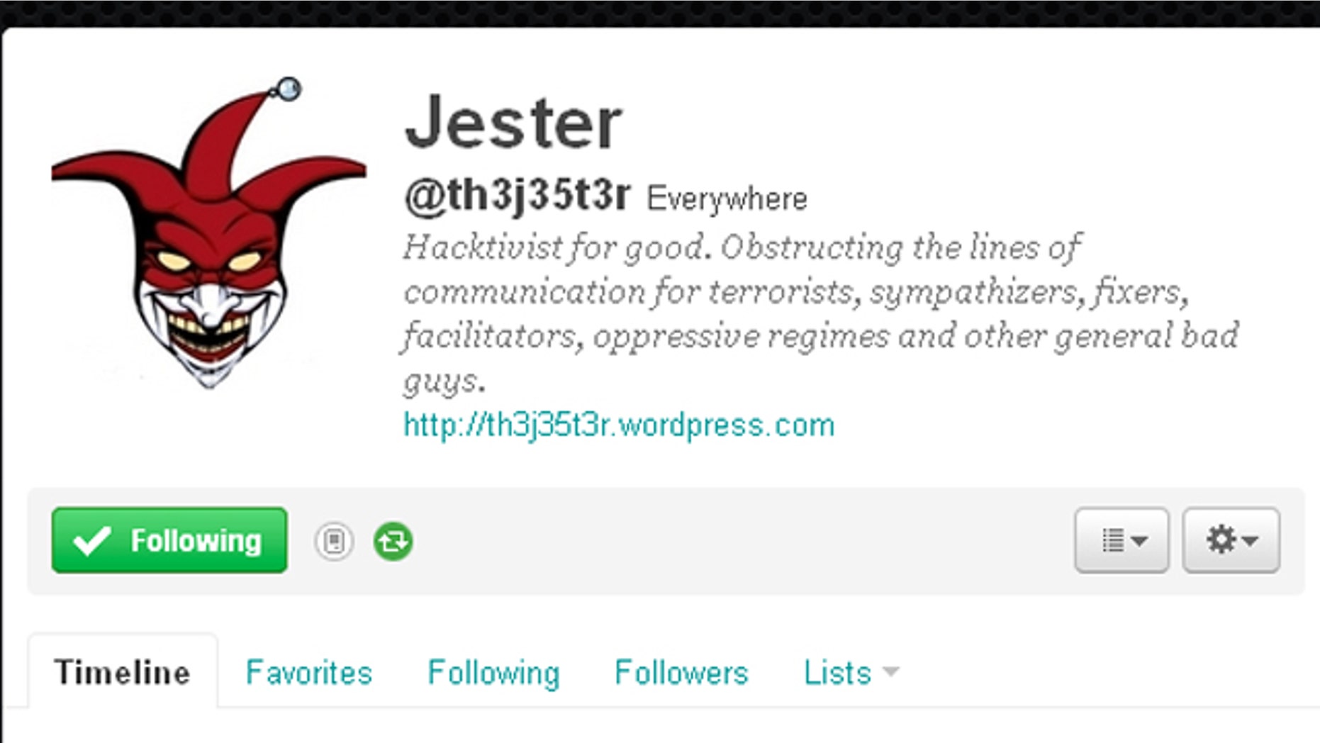 The Jester's Original Twitter Account