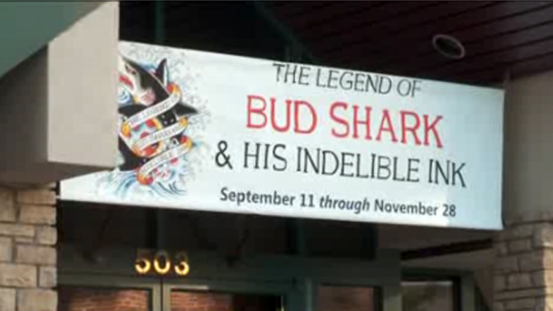 "The Misadventures of the Romantic Cannibals," a multi-panel art piece which includes an image of Jesus apparently receiving oral sex from a man is part of the "The Legend of Bud Shark and His Indelible Ink" on display at the Loveland Museum Gallery in Loveland, Colo.