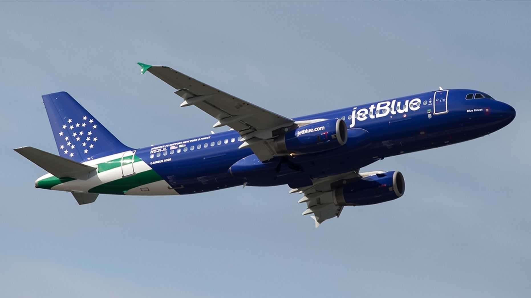 JetBlue's new Airbus 320, named "Blue Finest," honors the NYPD.