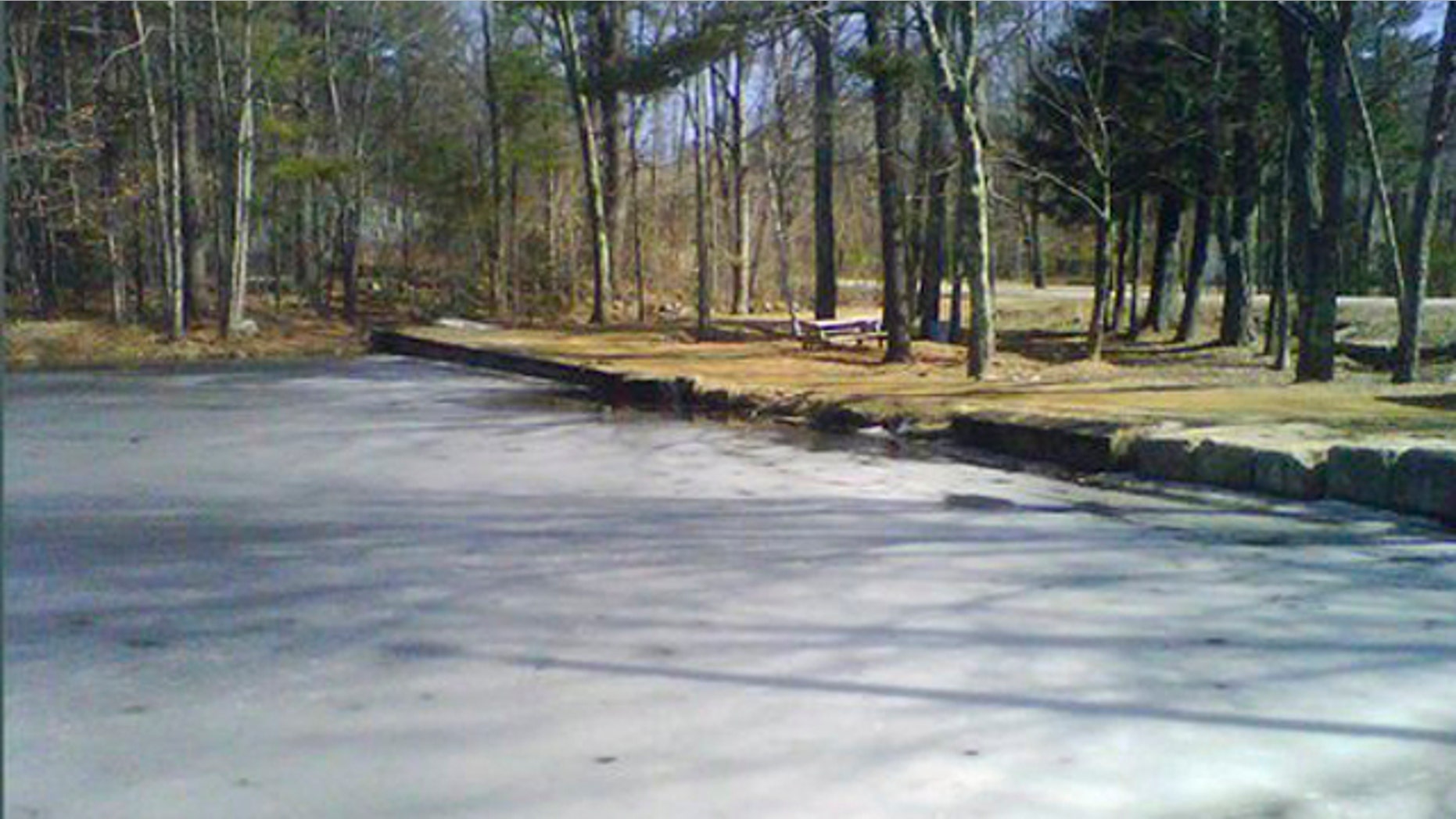 March 12, 2012: Ice partially covers the surface of Jew Pond in Mont Vernon, N.H.