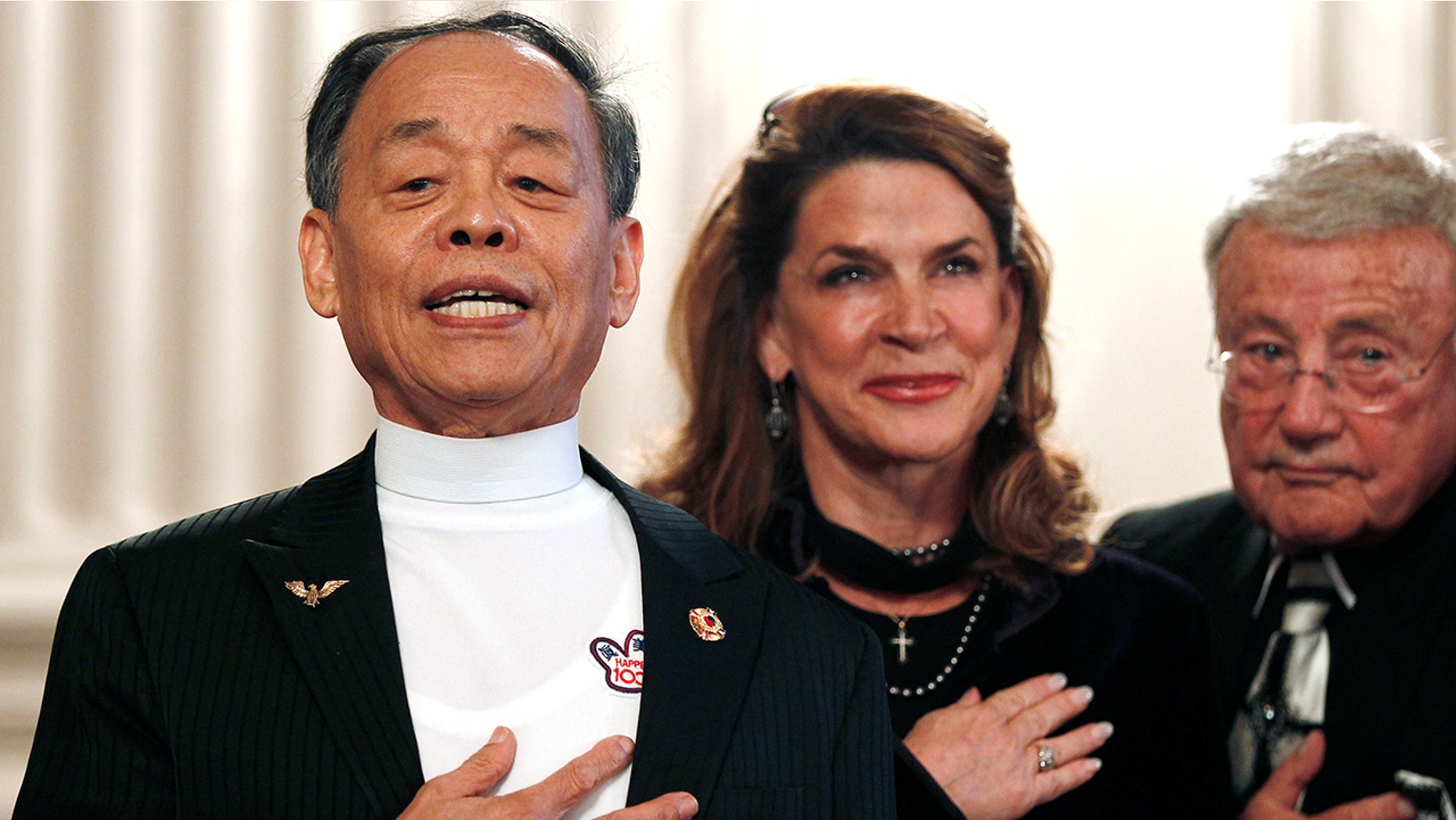 The U.S. Congressional Taekwondo Club celebrates the 80th birthday of Grand Master Jhoon Rhee, left, in 2010. He died on April 30 of this year in Arlington, Va.