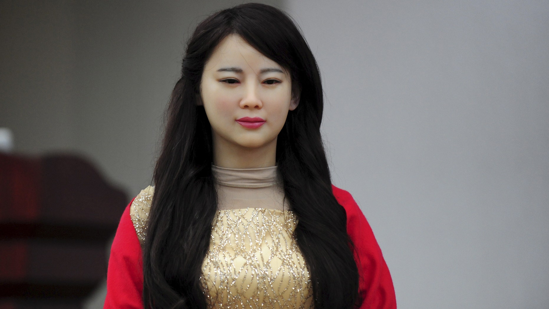 Humanoid robot Jiajia produced by University of Science and Technology of China is seen at its launch event in Hefei, Anhui province, April 15, 2016. (REUTERS/Stringer)