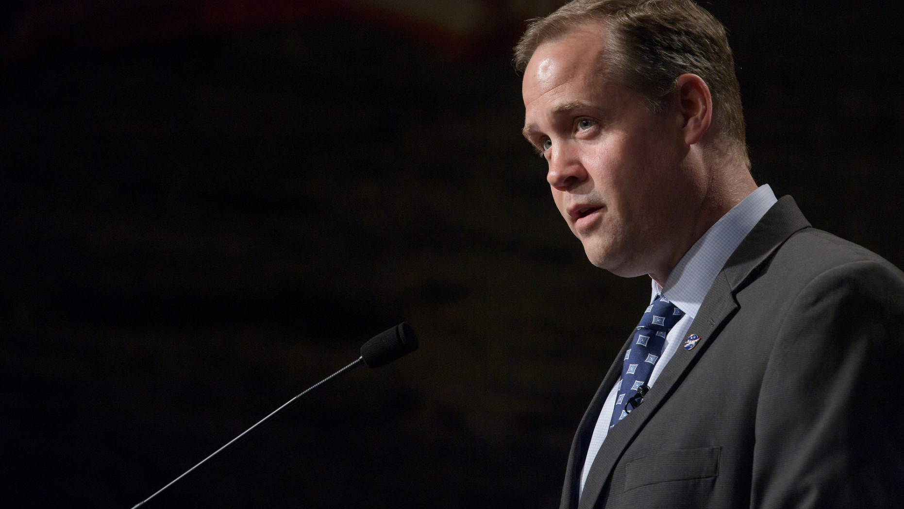 NASA administrator Jim Bridenstine spoke at an industry day at agency headquarters in Washington, D.C., on May 8, 2018, before speaking at the Humans to Mars Summit on May 9.